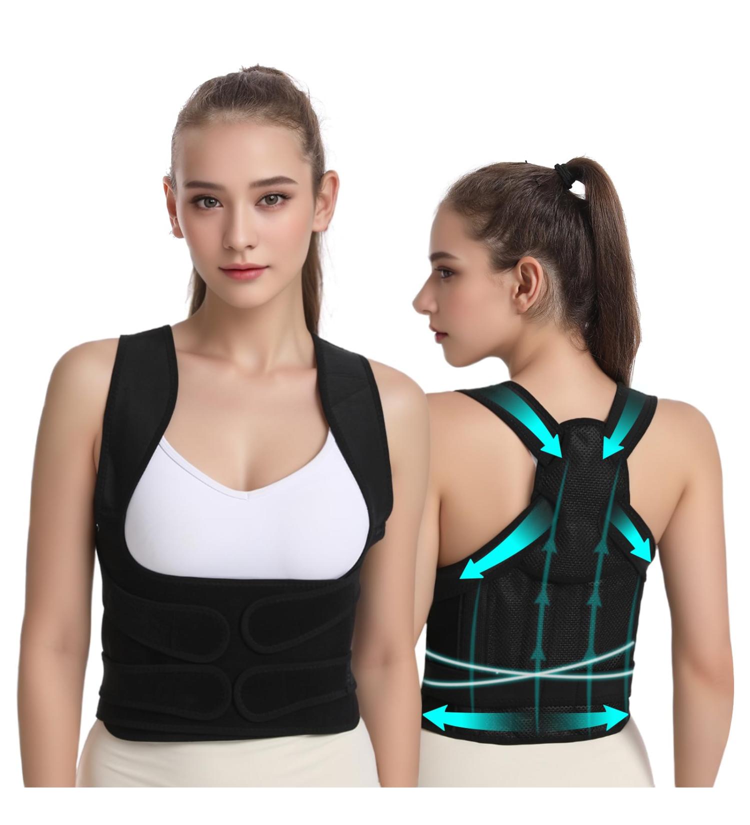 Premium Back Straight Keeper Posture Correction for Men & Women | Adjustable & Breathable Back Support Belts | Pain Relief Trainer Black M - Buy Online on GoSupps.com