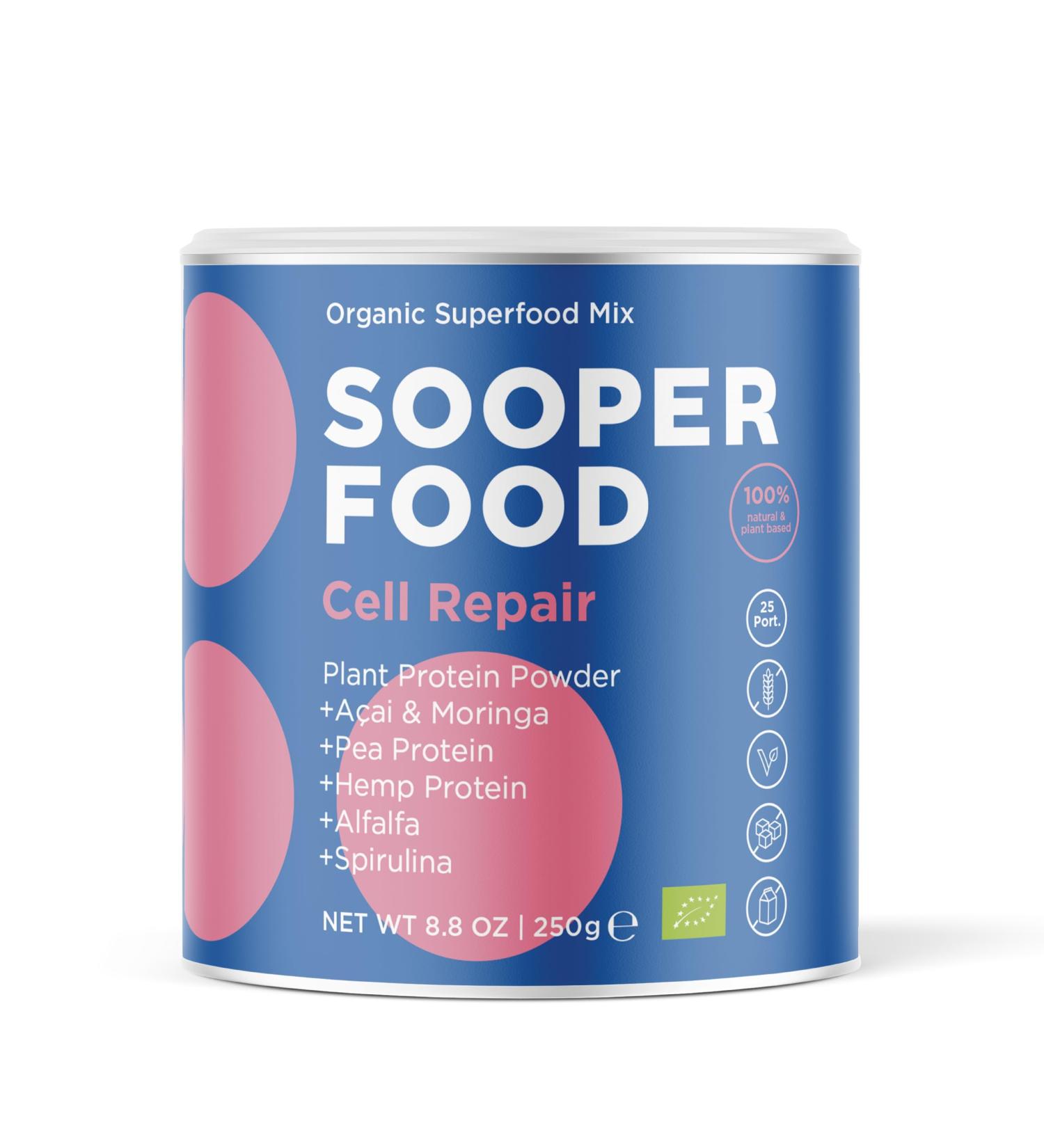 Sooper Food Cell Repair Protein Powder 250g - Vegan Superfood Boost with Essential Amino Acids & Pea Protein - Stop Hunger Naturally - Buy Online on GoSupps.com
