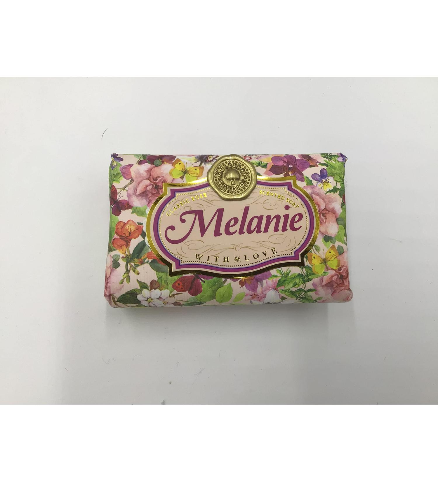 Melanie - Gift Soap Bar For Her Birthday Rose Scent Mum Grandmother Cleanser Lather Present Gir