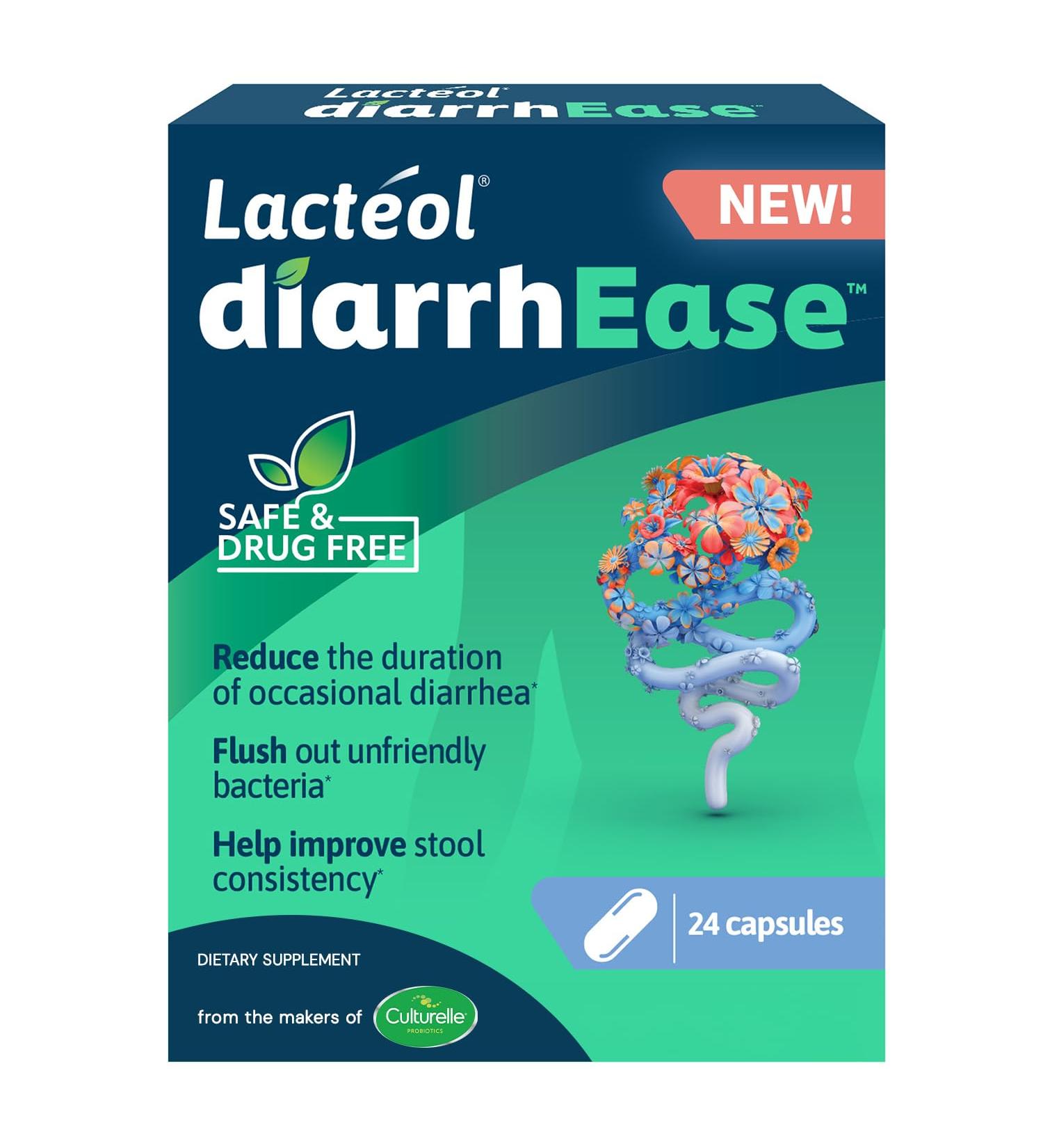 Lact ol diarrhEase- a Safe, Drug Free and clinically Tested postbiotic Strain That Helps soothes Occasional Digestive Upset and Shortens The Duration of Occasional Diarrhea, 24 Count - Buy Online on GoSupps.com