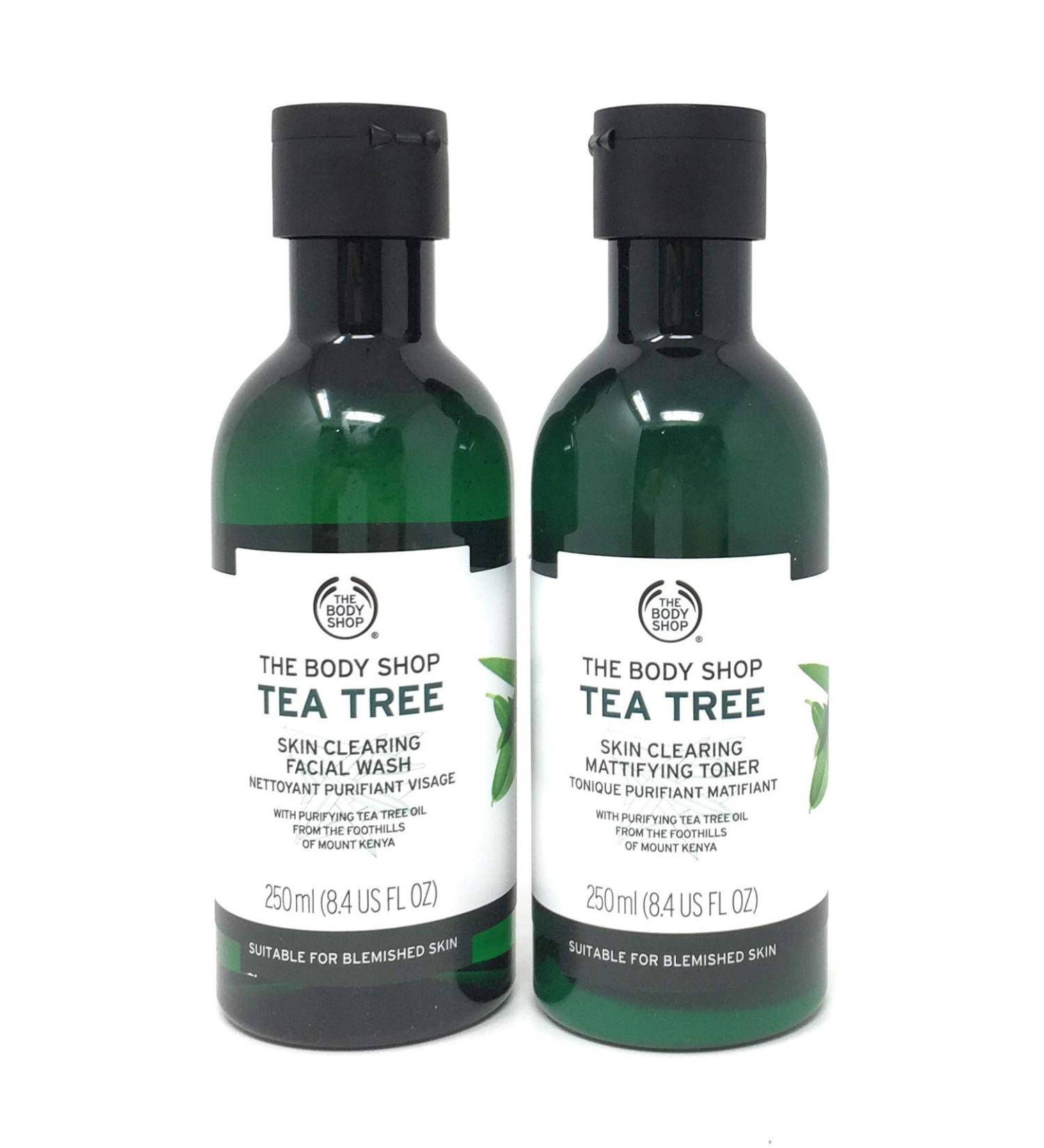 The Body Shop Tea Tree Duo Set 100% Vegan Facial Wash and Mattifying Toner