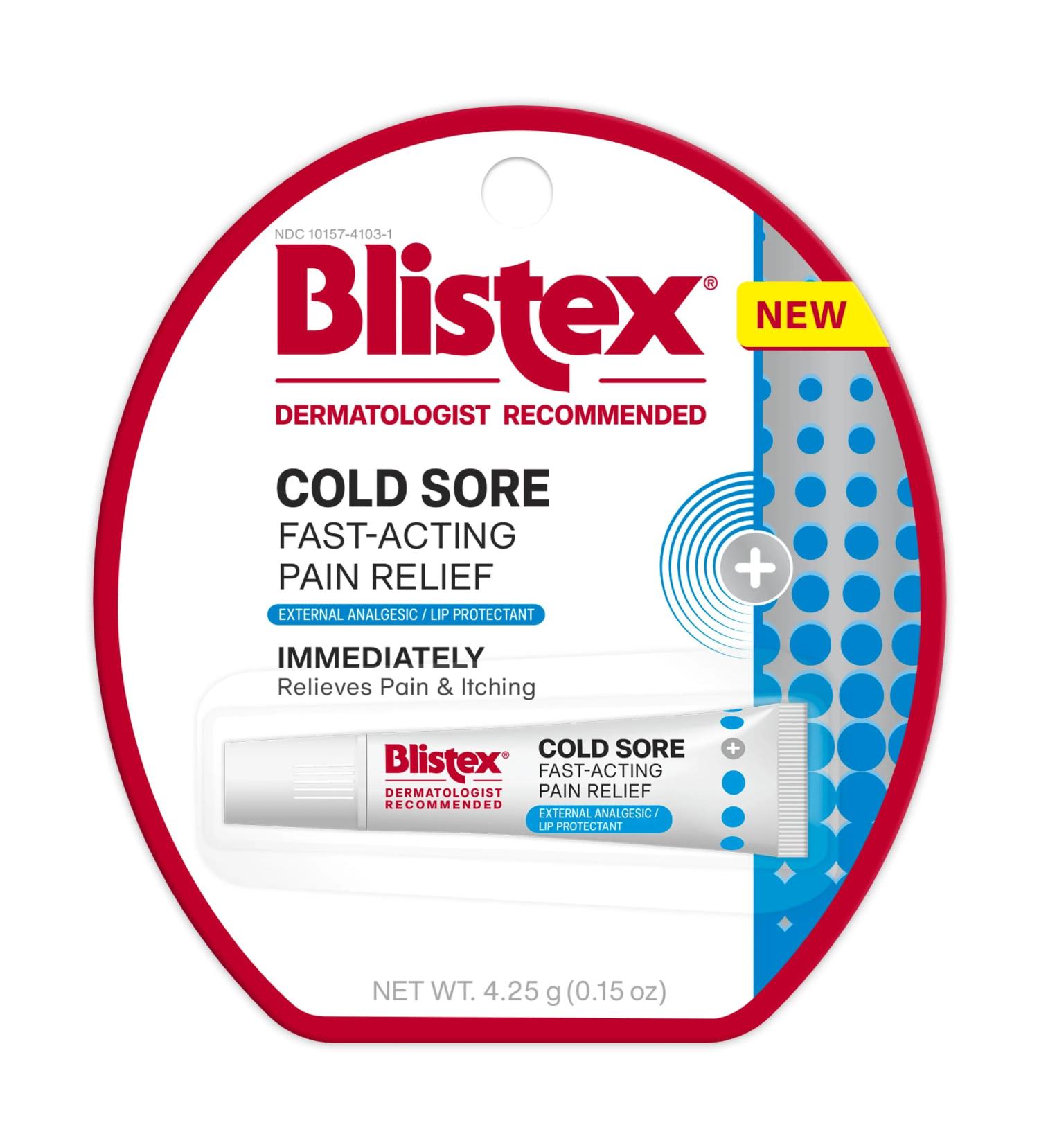 Blistex Cold Sore Fast-Acting Pain Relief Maximum Strength Lidocaine Formula Cold Sore Symptom Relief Cream Provides Immediate Relief- 1 Count 4.25g/0.15oz - Buy Online on GoSupps.com