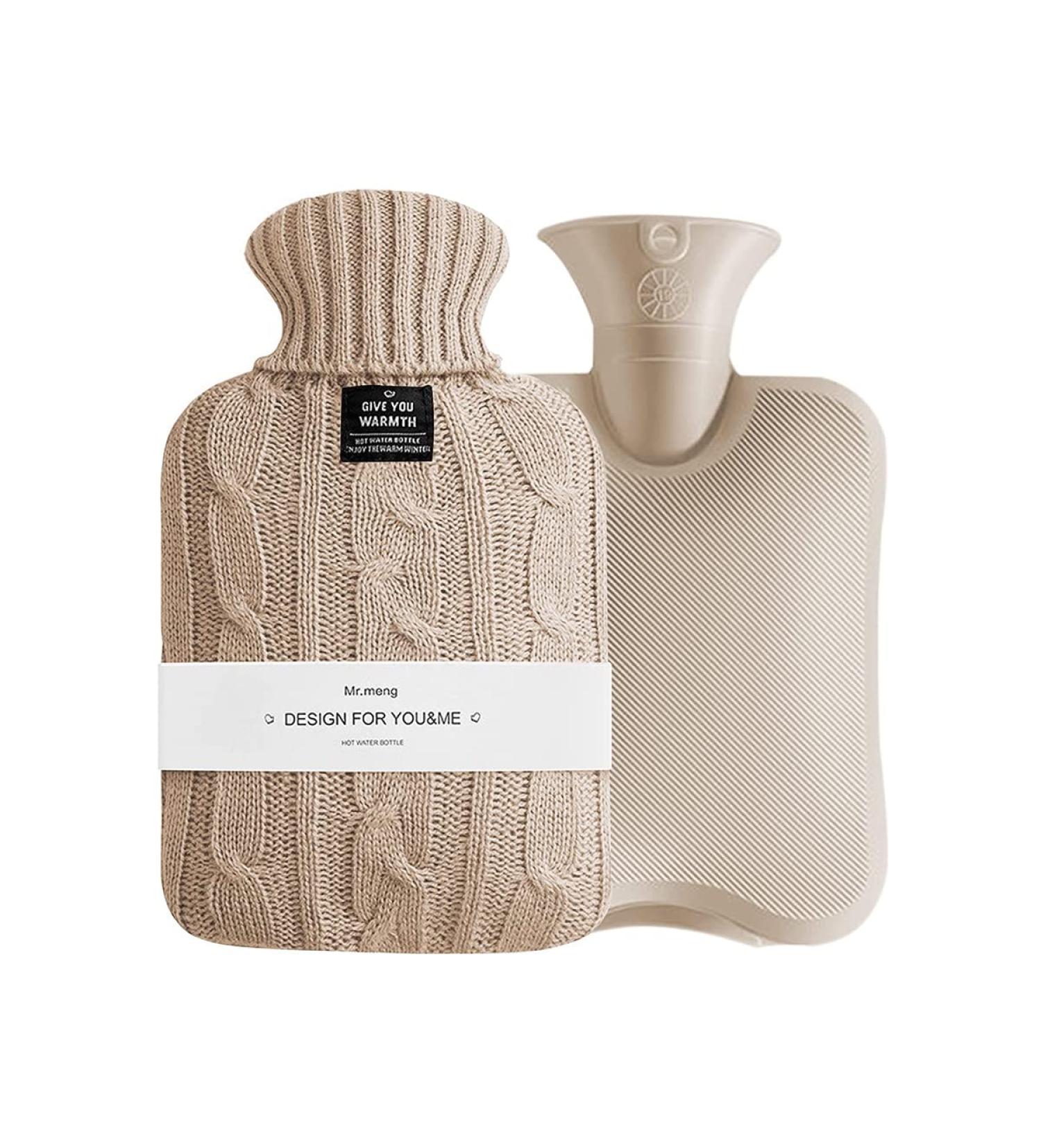 Buy Olivialiving 2L Hot Water Bottle - Khaki Knitted Cover for Heat & Cold Therapy | Pain Relief - Buy Online on GoSupps.com