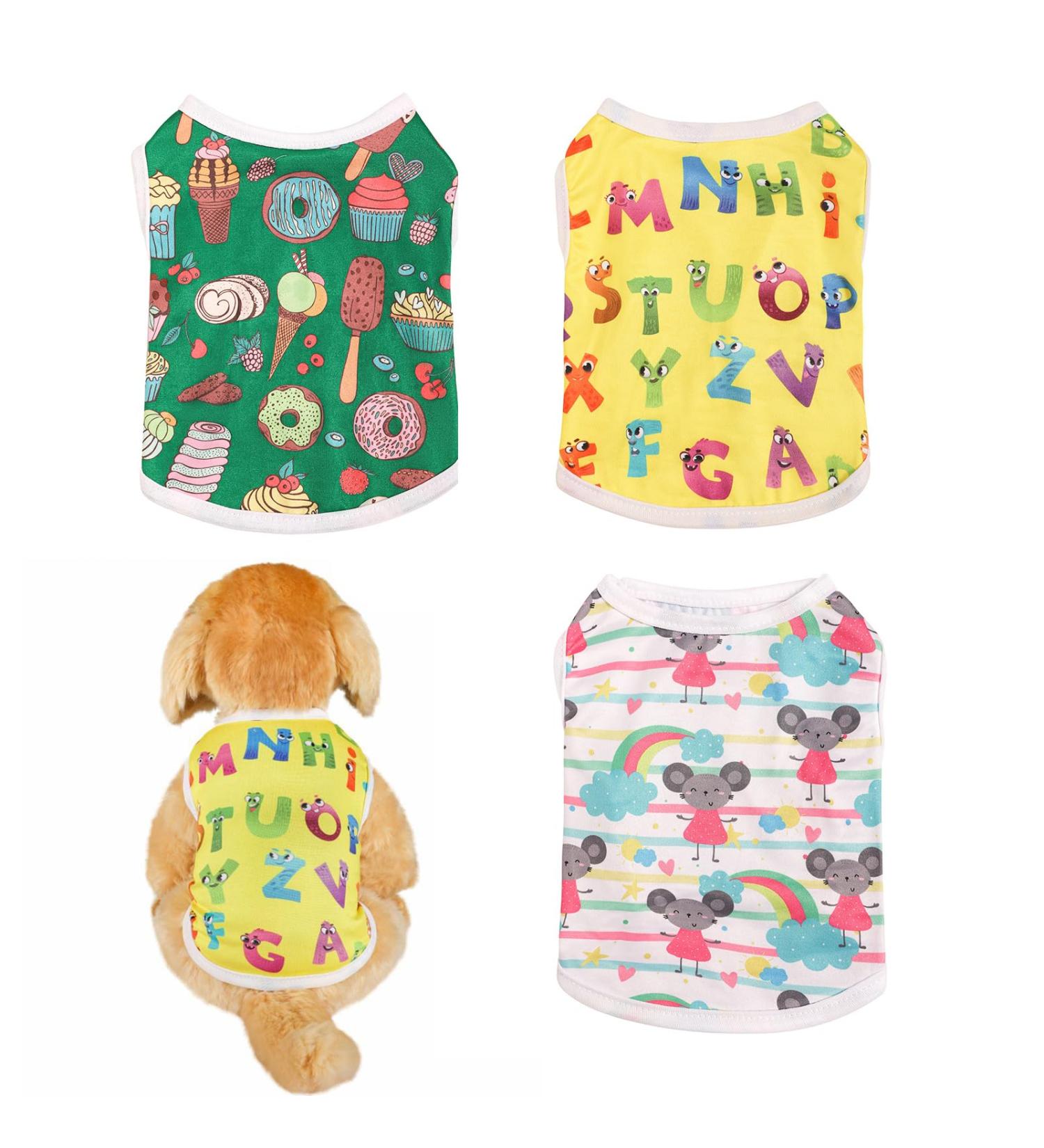3 Pack Breathable Dog Shirts - Soft Summer Clothing for Small Dogs & Cats - Green Tank Vests for Pets - Buy Online on GoSupps.com
