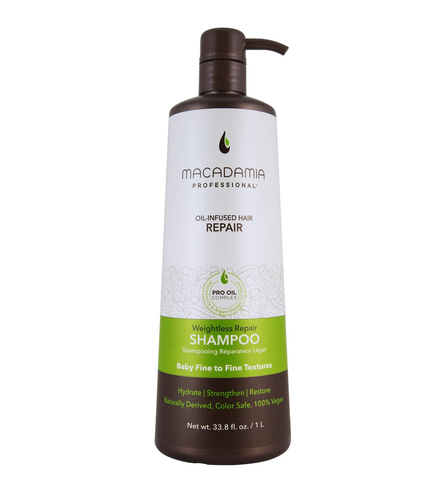 Macadamia Professional Weightless Hair Repair Shampoo 33.8 Fl Oz - Sulfate, Paraben Free, Natural & Organic - Cruelty-Free & Vegan - Green Sheer Pecan - Buy Online on GoSupps.com
