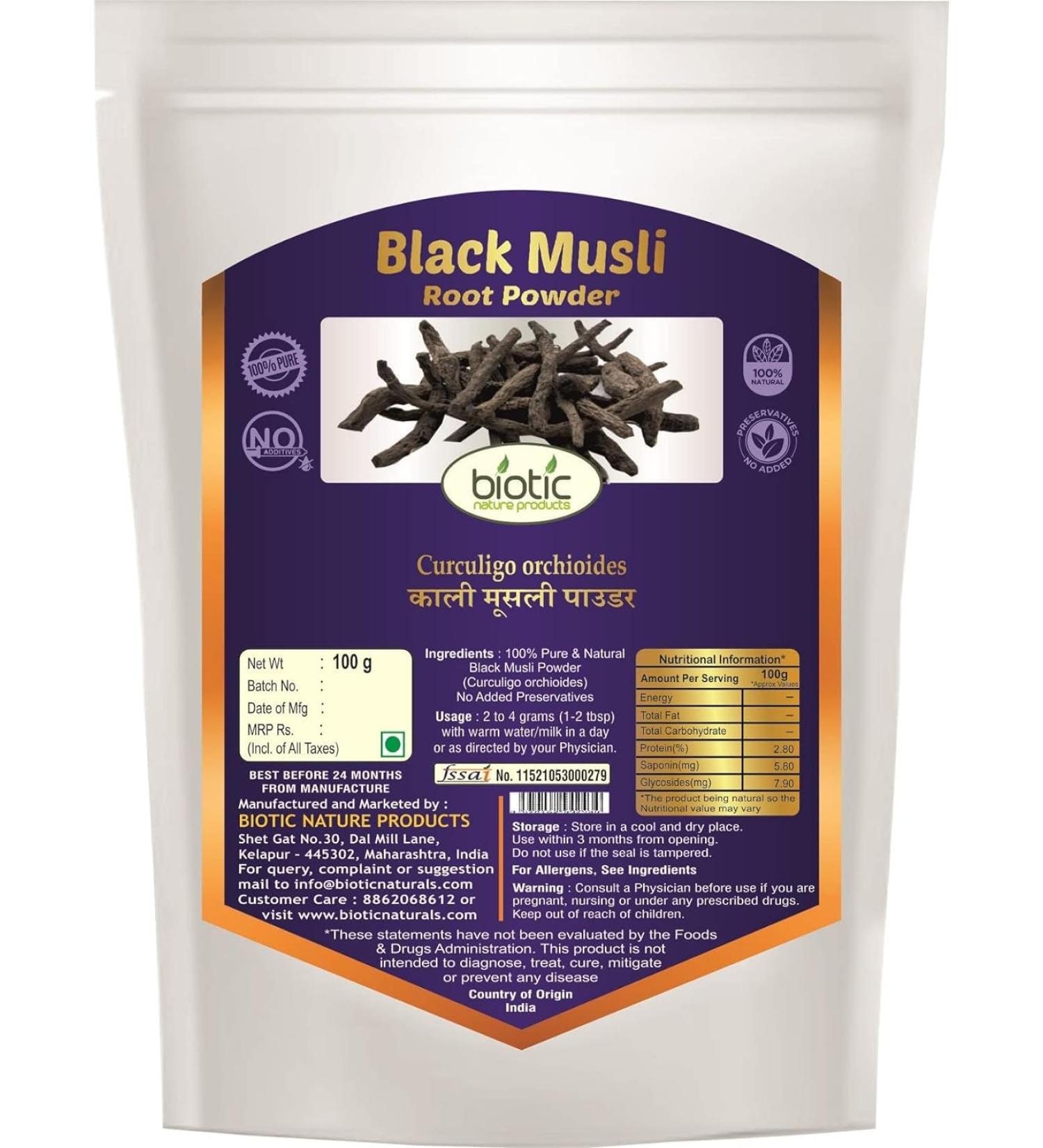 Nutranix eln Natural Black Musli Powder - Kali Musli Powder - Curculigo orchioides - 100 gm - Buy Online on GoSupps.com