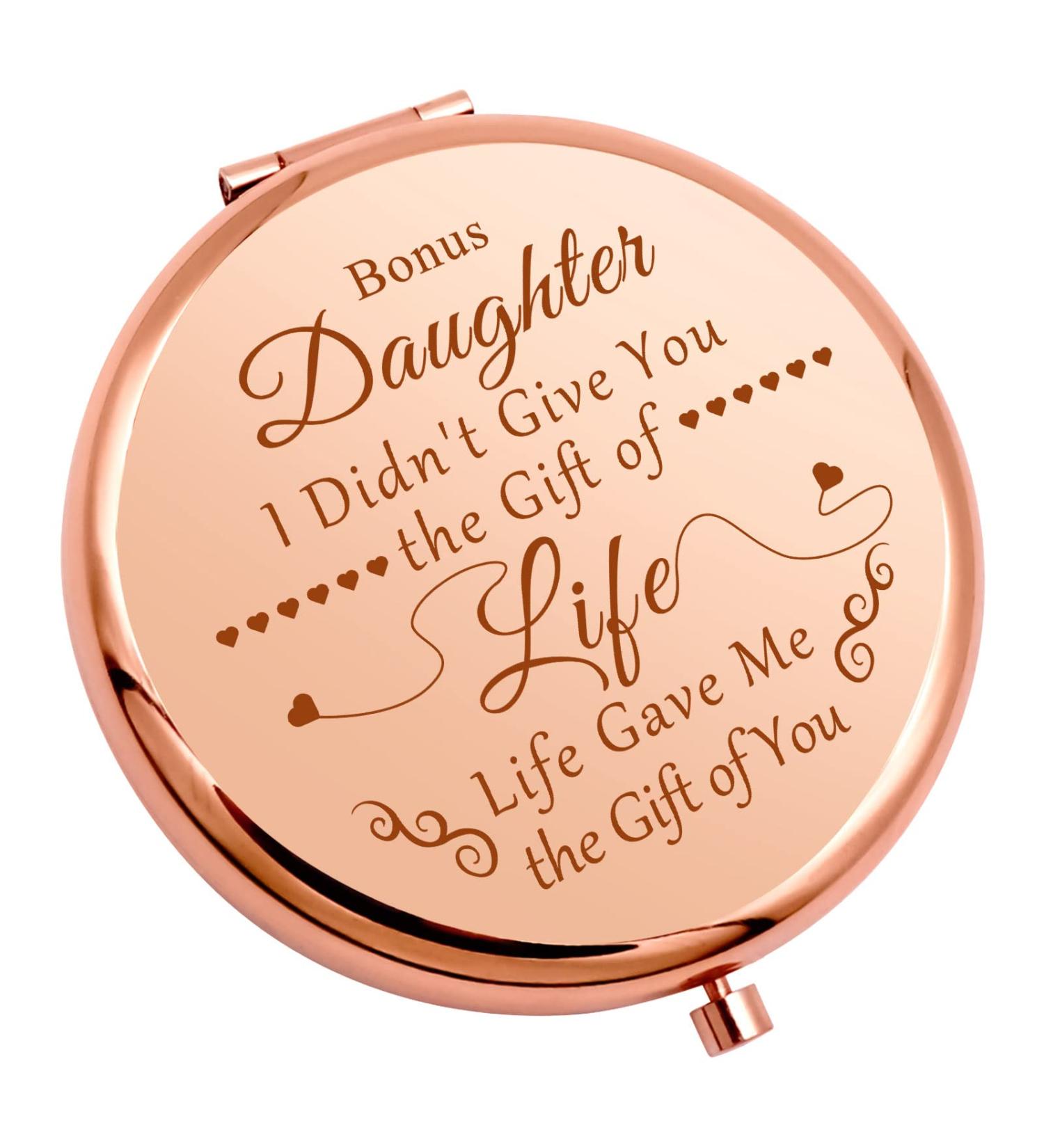 Gevody Bonus Daughter & Daughter-in-Law Travel Compact Mirror - Perfect Gift for Stepdaughter, Adoption, Birthday, Wedding & Graduation - Personal Makeup Mirror - Buy Online on GoSupps.com