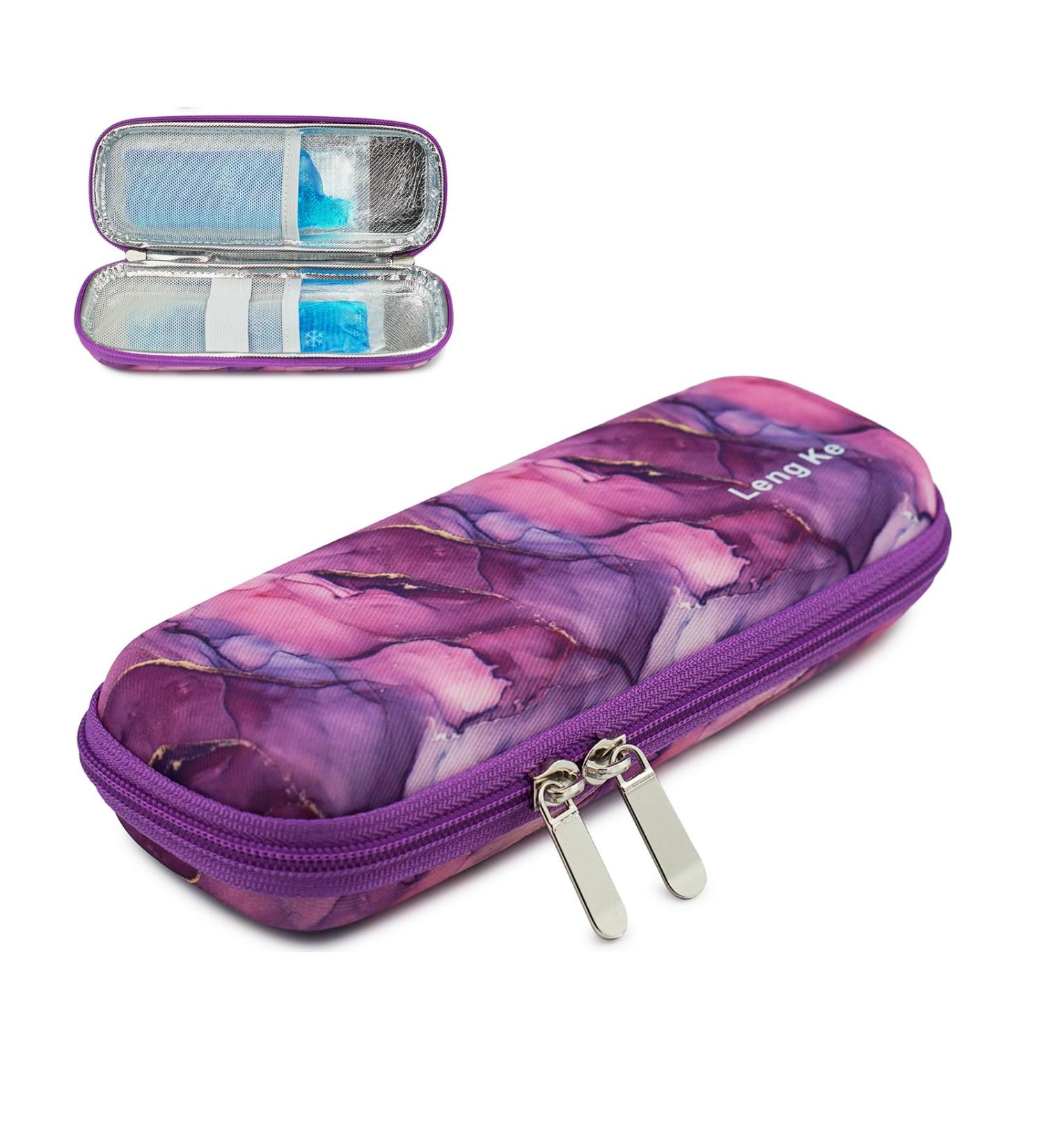 Onegenug Insulin Cooling Bag - Portable Eva Diabetic Case with 2 Cooling Packs | Marble Lila for Insulin Pen & Accessories - Buy Online on GoSupps.com