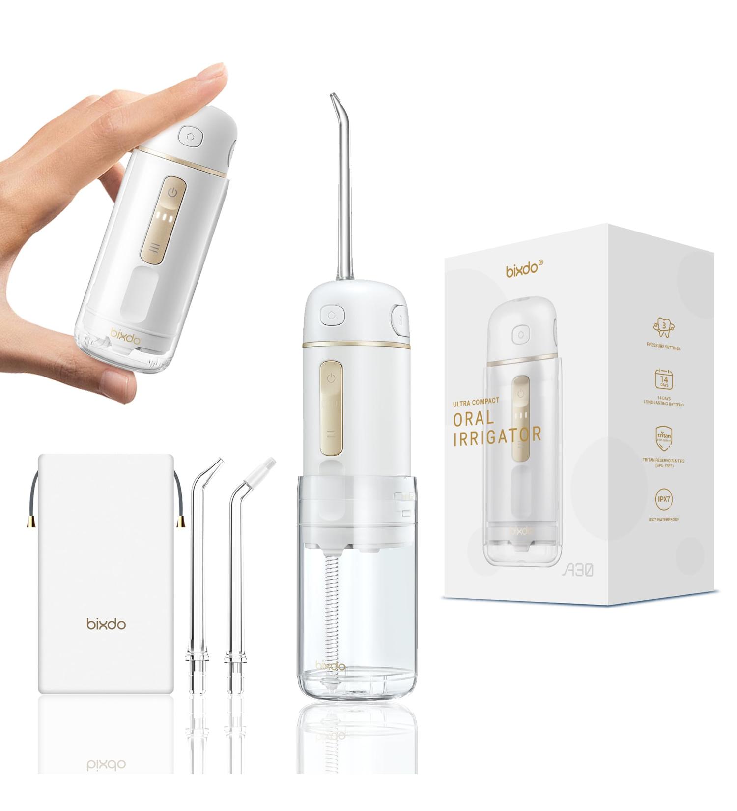 Portable Cordless Water Flosser for Teeth - Ultra Quiet IPX7 Waterproof Oral Irrigator | Rechargeable Dental Care for Travel Home & Office - Buy Online on GoSupps.com