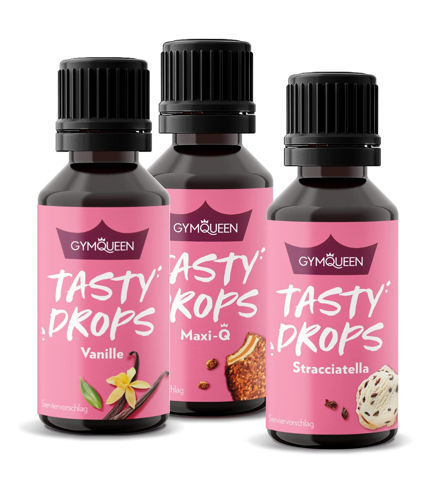 Buy GymQueen Tasty Drops 3x30ml Vanilla & Stracciatella Flavour Drops for Ice Cream No Calories Perfect for Fitness Lovers! - Buy Online on GoSupps.com
