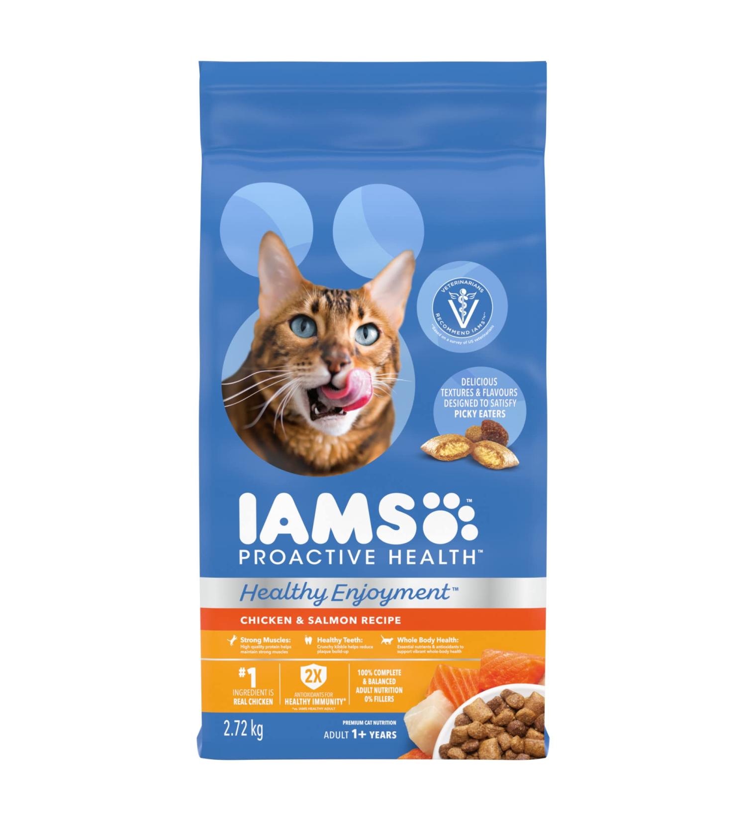 IAMS PROACTIVE HEALTH HEALTHY ENJOYMENT Adult Dry Cat Food Chicken & Salmon Recipe 2.72kg Bag 2.72 kg (Pack of 1) - Buy Online on GoSupps.com