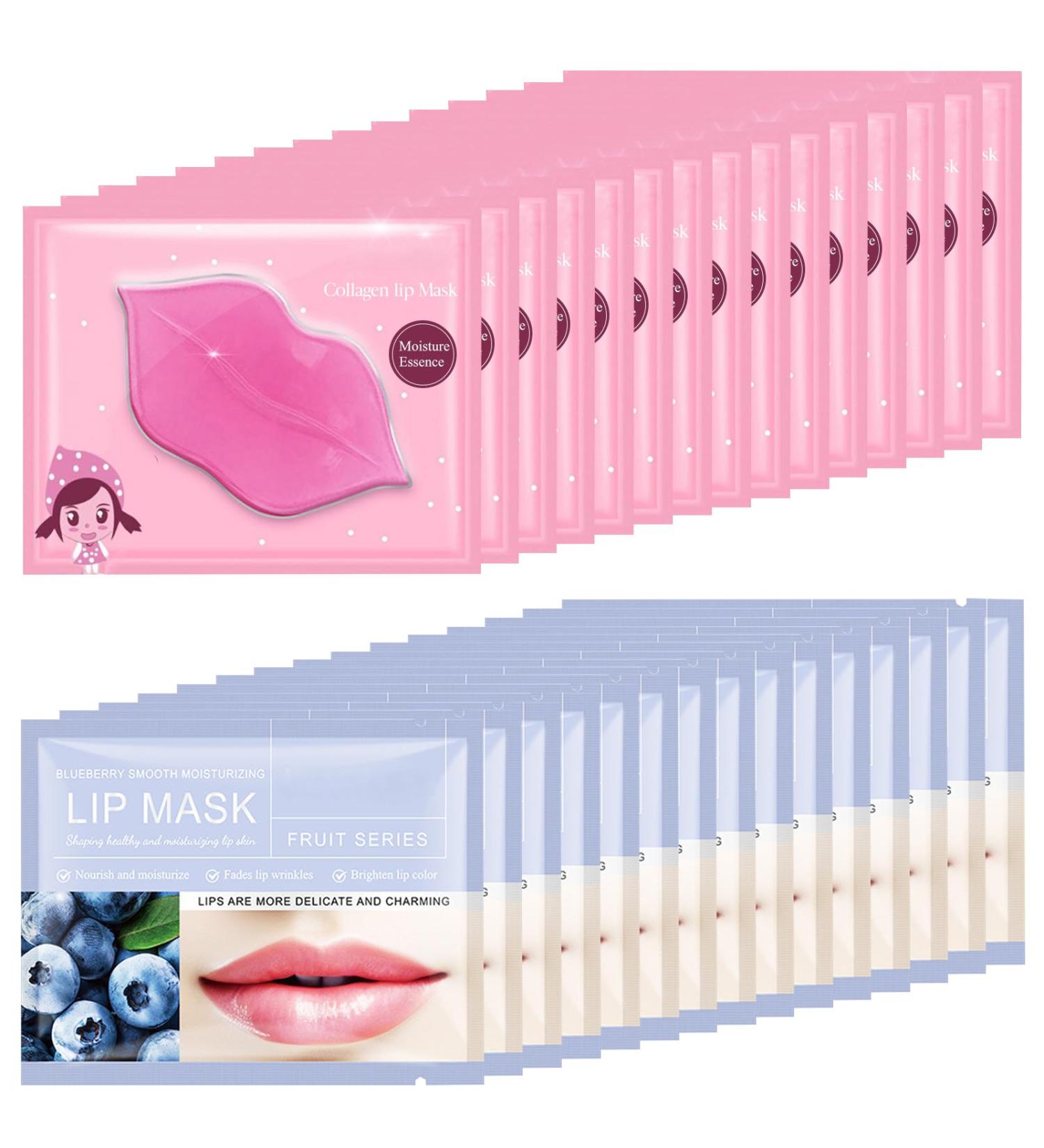 Felico 30PCS Lip Mask Collagen Crystal Pink Care Gel Pads for Moisturizing Reducing Chapped Smoothing Fine Lines Remove Dead Skin Moisture Essence Make Your Dry Lips Attractive Sexy Blueberry - Buy Online on GoSupps.com