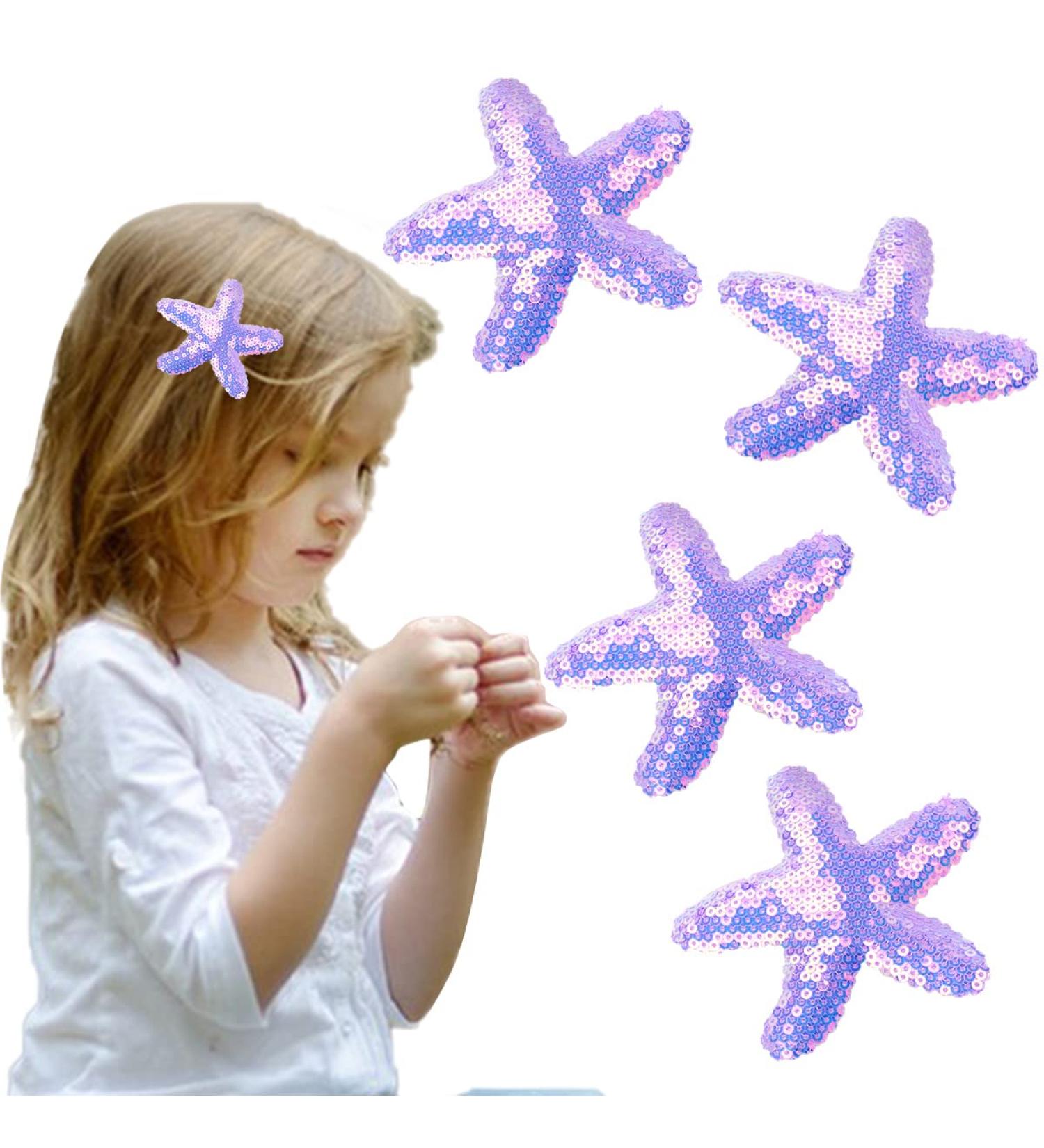 Sequin Starfish Hair Clips - Purple Glitter Hair Pins for Women and Girls (4PCS) - Buy Online on GoSupps.com