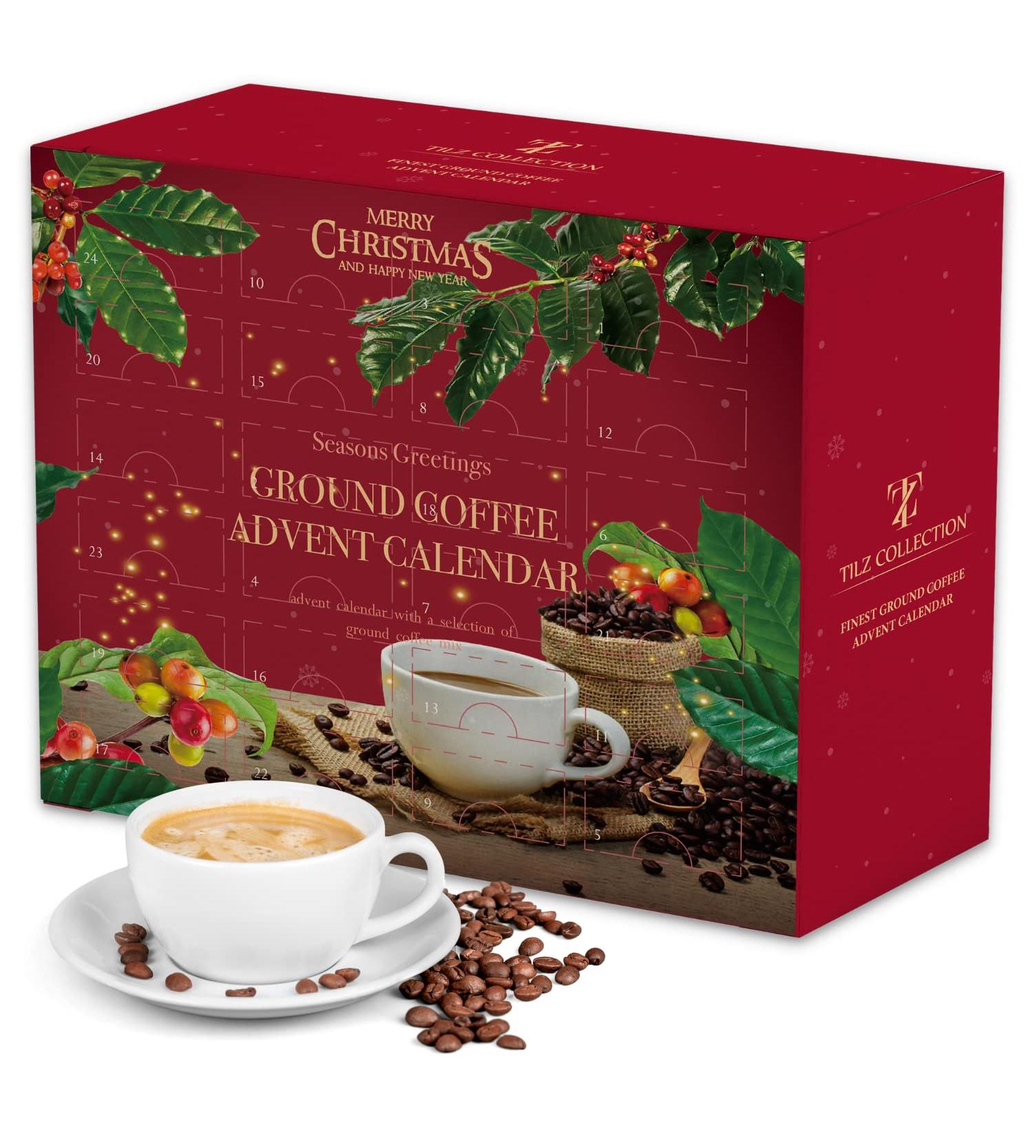 Coffee Advent Calendar 2023 - Selection of 24 Premium Flavoured Coffee Mix - Christmas Presents for Men and Women - Christmas Calendar - Coffee Gifts for Men and Women (Ground Coffee) Ground Coffee Advent - Buy Online on GoSupps.com