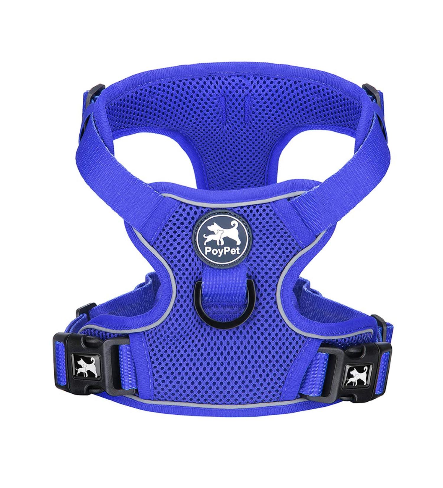 POPOTET Reflective Dog Harness - Soft Breathable Mesh Vest Adjustable Neck & Breast Royal Blue Size M - Safe & Comfortable for Your Pet - Buy Online on GoSupps.com