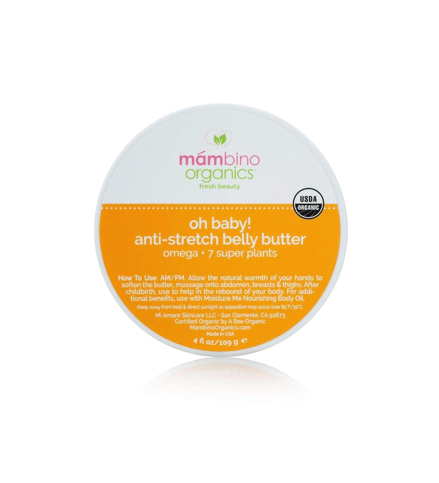 Mambino Organics Anti-Stretch Mark Cream for Pregnancy - Organic Belly Butter with Shea & Cocoa Butter - 1st-Trimester Must-Have - 4 oz - Buy Online on GoSupps.com