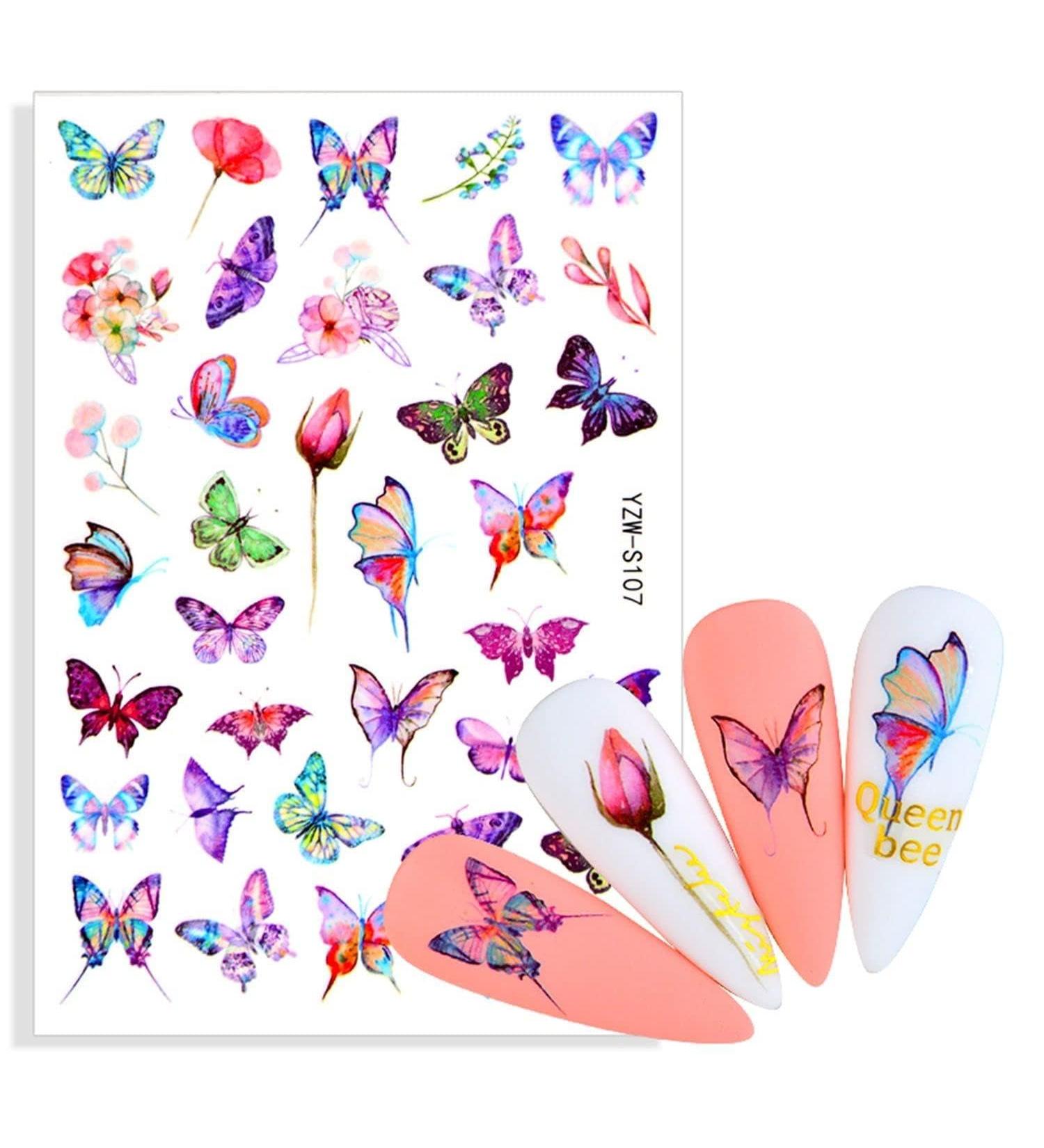 1 Sheet Women Stylish Decals DIY Nail Art Decoration Butterfly-shape Nail Sticker Slider Manicure Tool(YZW-S107) - Buy Online on GoSupps.com