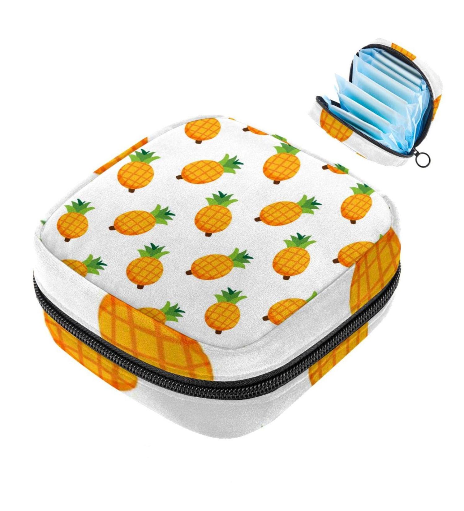 Shop Stylish Menstruation Pad Bag with Zipper - Pineapple Pattern Collection for Women & Girls | Tampons & Napkin Storage - Buy Online on GoSupps.com