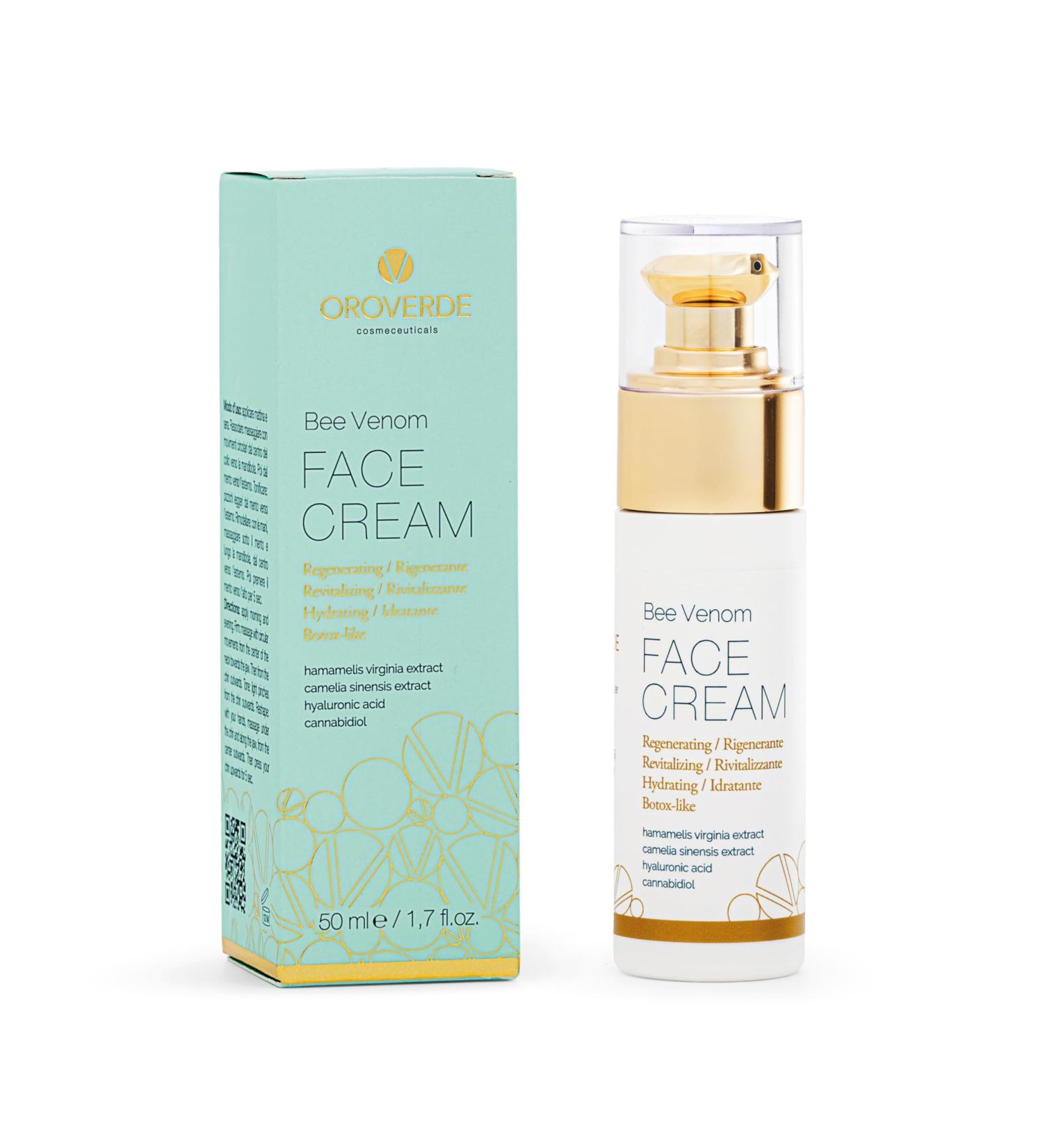  OROVERDE OROVERDE Cosmeceuticals Bee Venom Face Cream 50 ml Intensive Anti-Aging Face Cream with Filler Effect - Bee Venom 3 Molecular Weights of Hyaluronic Acid CBD Vitamins E B3 and B5 - Made in Italy - Buy Online on GoSupps.com