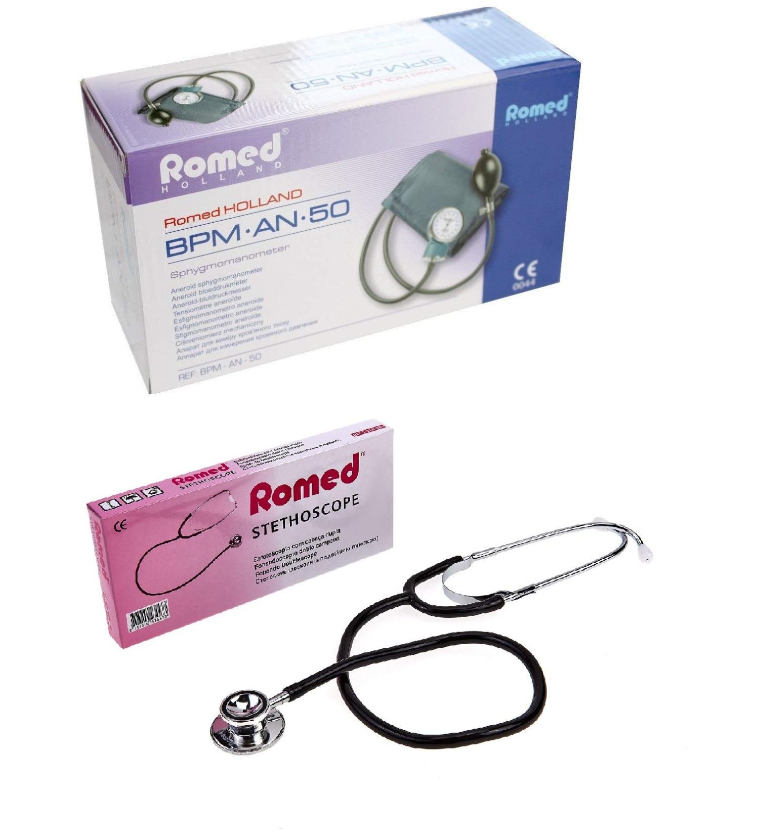 Romed Aneroid Blood Pressure Monitor & Dual Head Stethoscope - Accurate Health Monitoring Ship Internationally - Buy Online on GoSupps.com