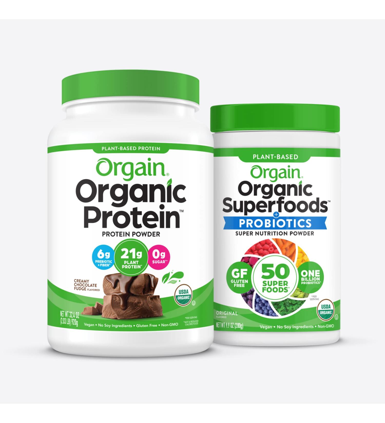 Orgain Organic Vegan Protein Powder + Orgain Organic Greens Powder Superfood Blend - Buy Online on GoSupps.com