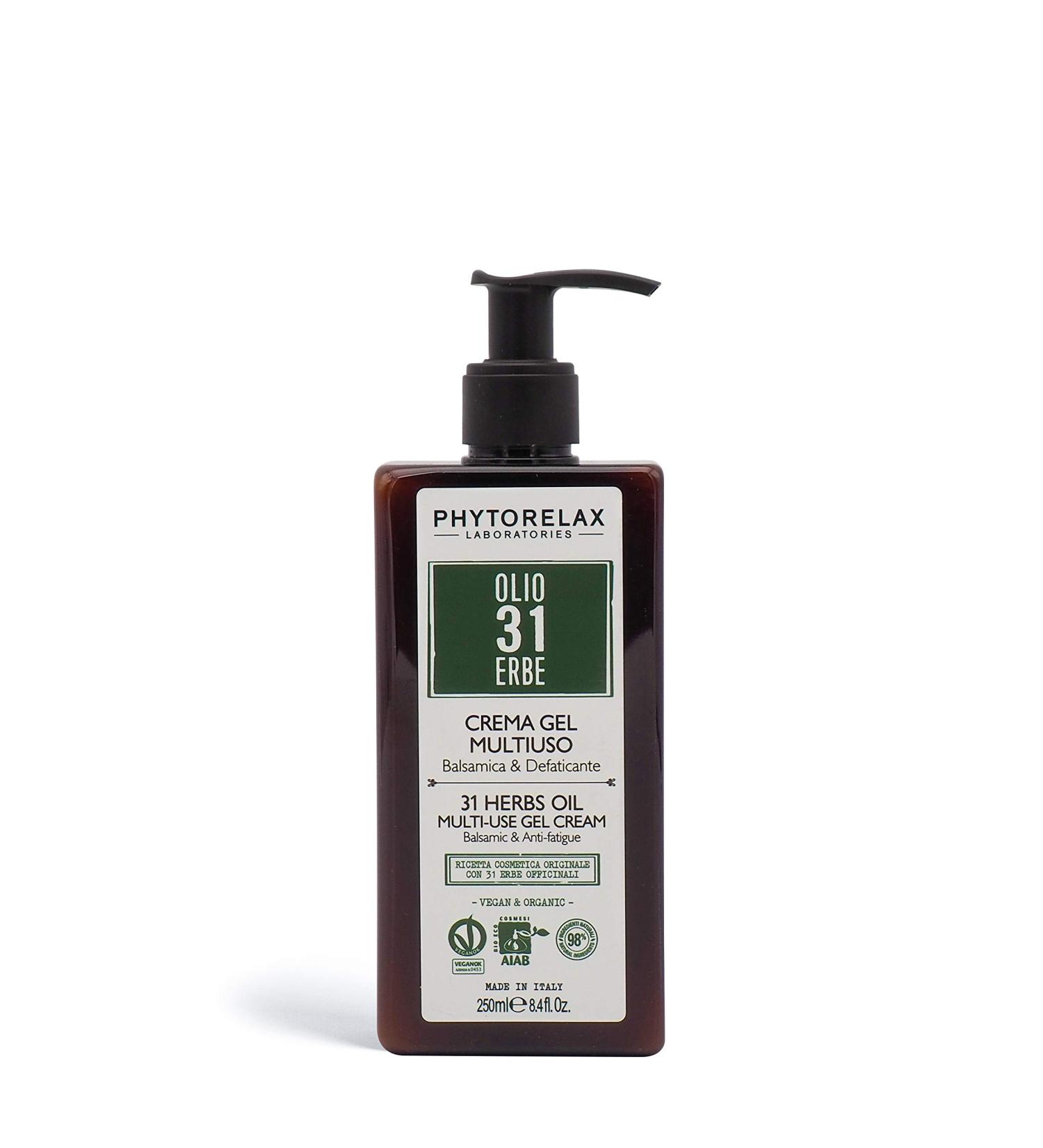 PhytorelaxLaboratories Olio 31 Erbe Vegan & Organic - Crema Gel Multiuso - Balsamica E Defaticante - 250 ml - Buy Online on GoSupps.com