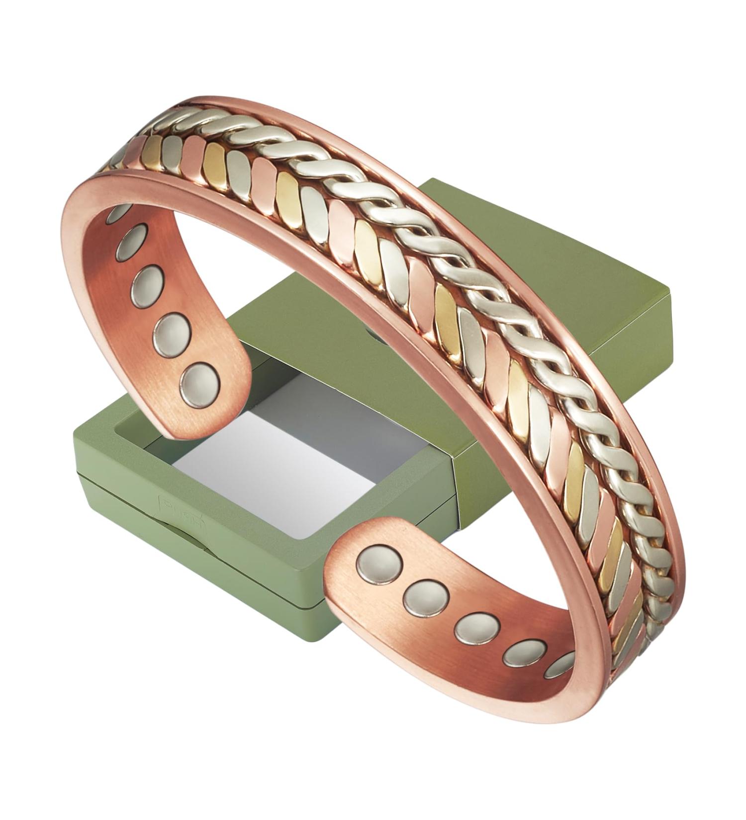 Yinox 10 Copper Magnetic Bracelets for Arthritis Relief - Adjustable Unisex Design with 3500 Gauss for Migraine Relief - Buy Online on GoSupps.com