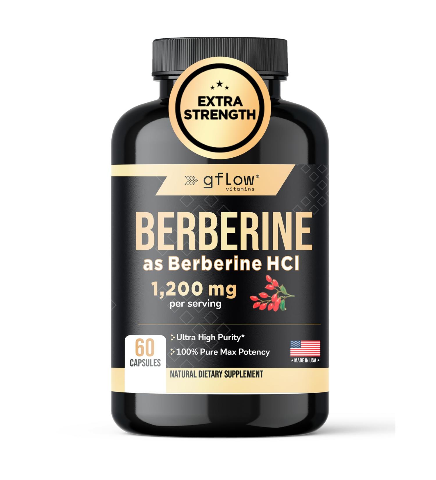 gflow vitamins Berberine HCl 1200 mg in Vegetable Capsules | Berberine Top Choices Made in The USA - Buy Online on GoSupps.com