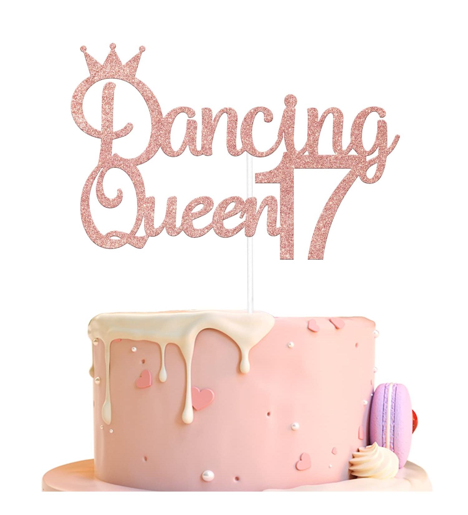 Dancing Queen 17 Cake Topper Happy 17th Birthday Young and sweet only 17 Cake Decor Cheers to 17 Years Old Cake Decor 17th Birthday/Anniversary Party Decoration Supplies Rose Gold - Buy Online on GoSupps.com