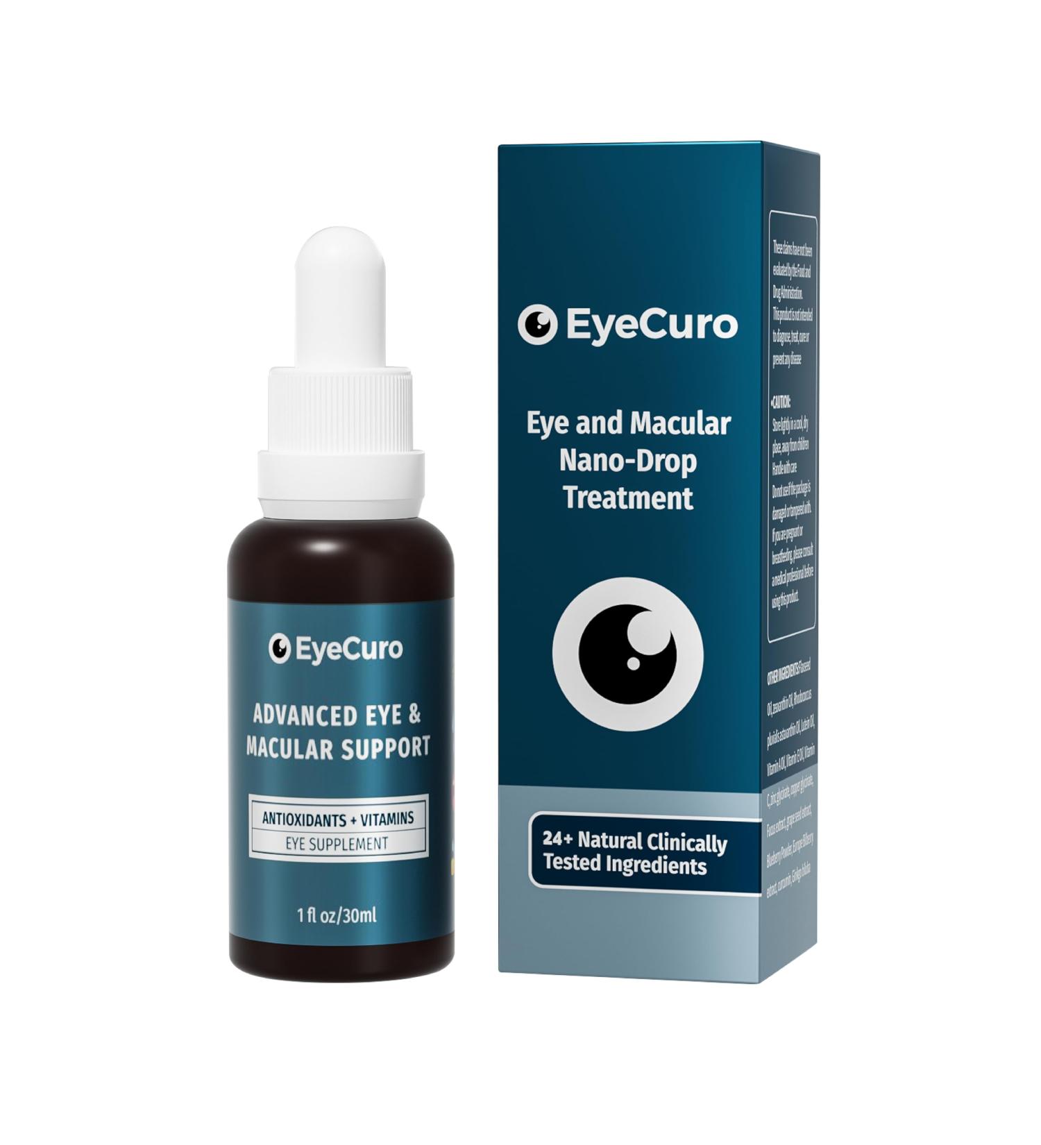 EyeCuro Eye Vitamin & Mineral Supplement Contains Lutein Vitamin A Vitamin E Vitamin C Zeaxanthin Astazanthin Zinc & More 30ml - Buy Online on GoSupps.com