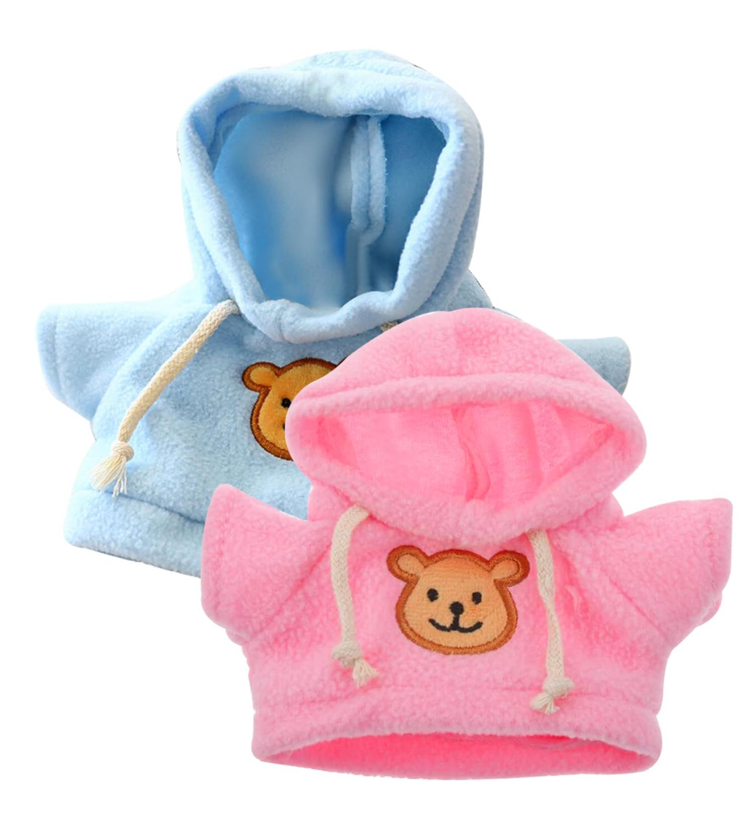 Hooded Bear Clothes Set - 2pcs Cartoon DIY Decorative Clothes for 6-8inch Stuffed Bears | Cute Animal Hoodie Tee for Teddy Bears - Buy Online on GoSupps.com