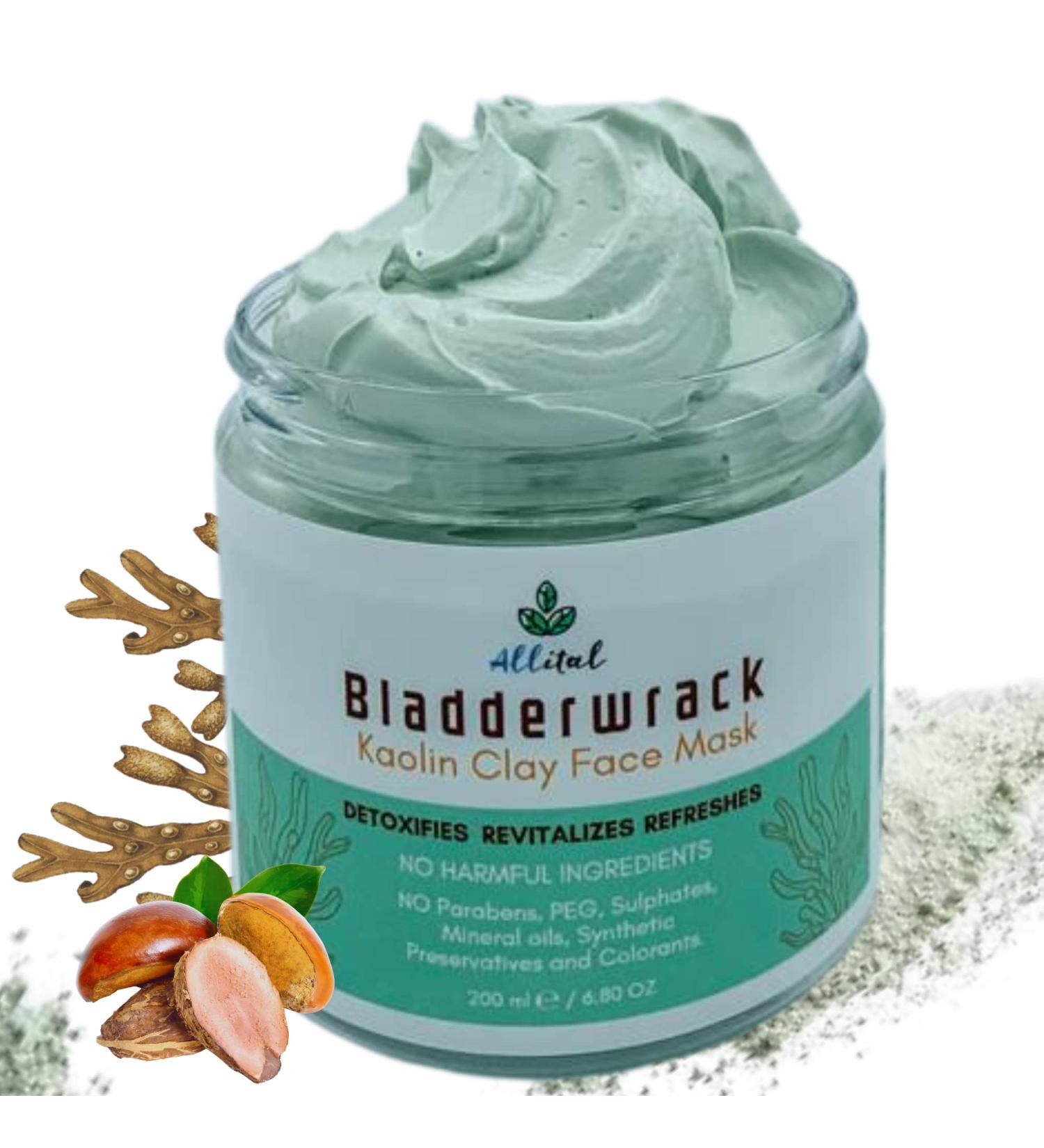 Bladderwrack Face Mask Skincare with Kaolin Clay & African Shea Butter- Detoxifying Clay Mask for Face and Body - Refreshing Vegan Face Masks Beauty by Allital - 6.8 Oz/200ml- Made in the EU. - Buy Online on GoSupps.com