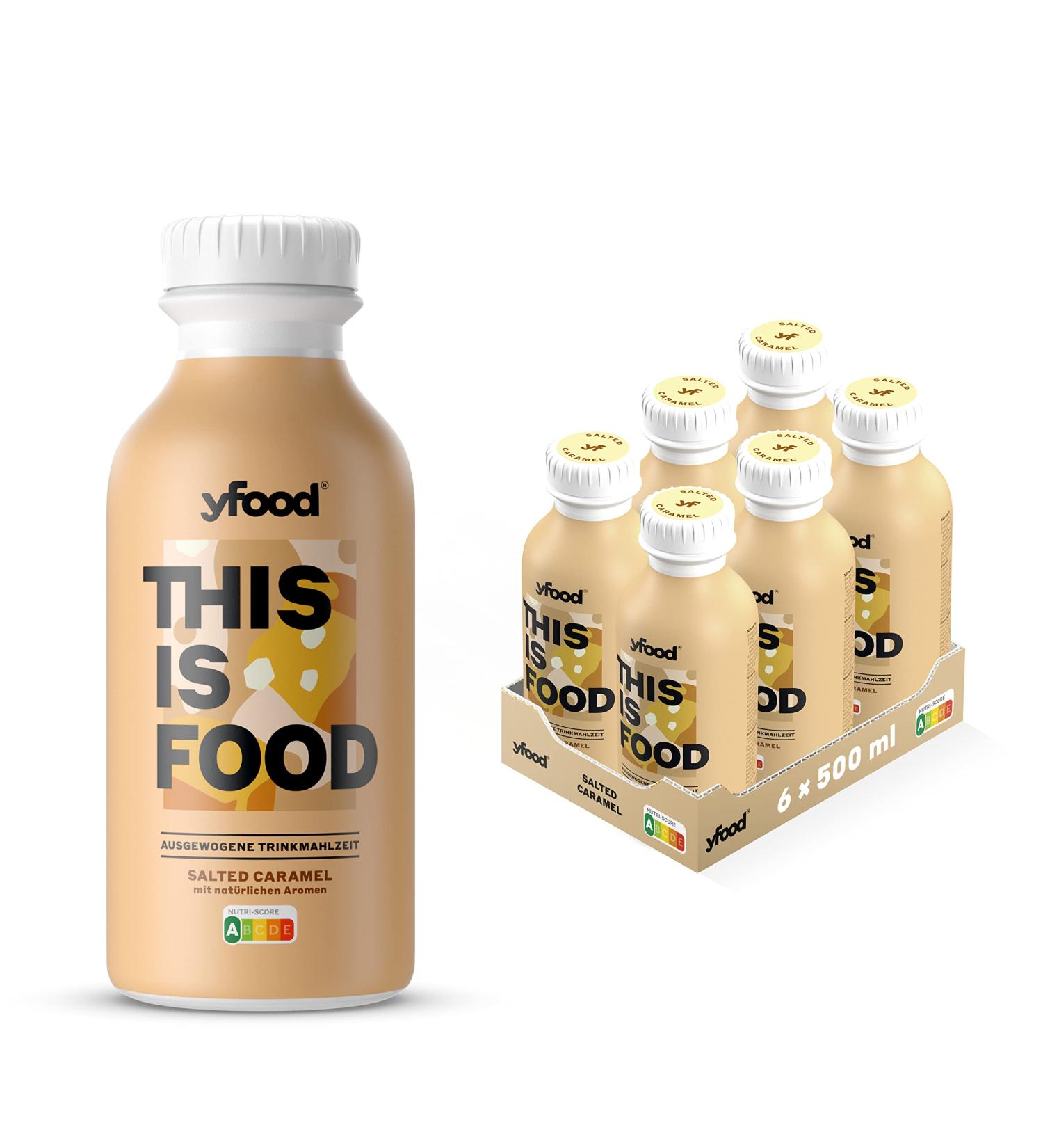 Yfood Drink Salted Caramel - On-the-Go Meal Replacement | 33g Protein 26 Vitamins & Minerals | 6 x 500ml | 1.50 Deposit - Buy Online on GoSupps.com