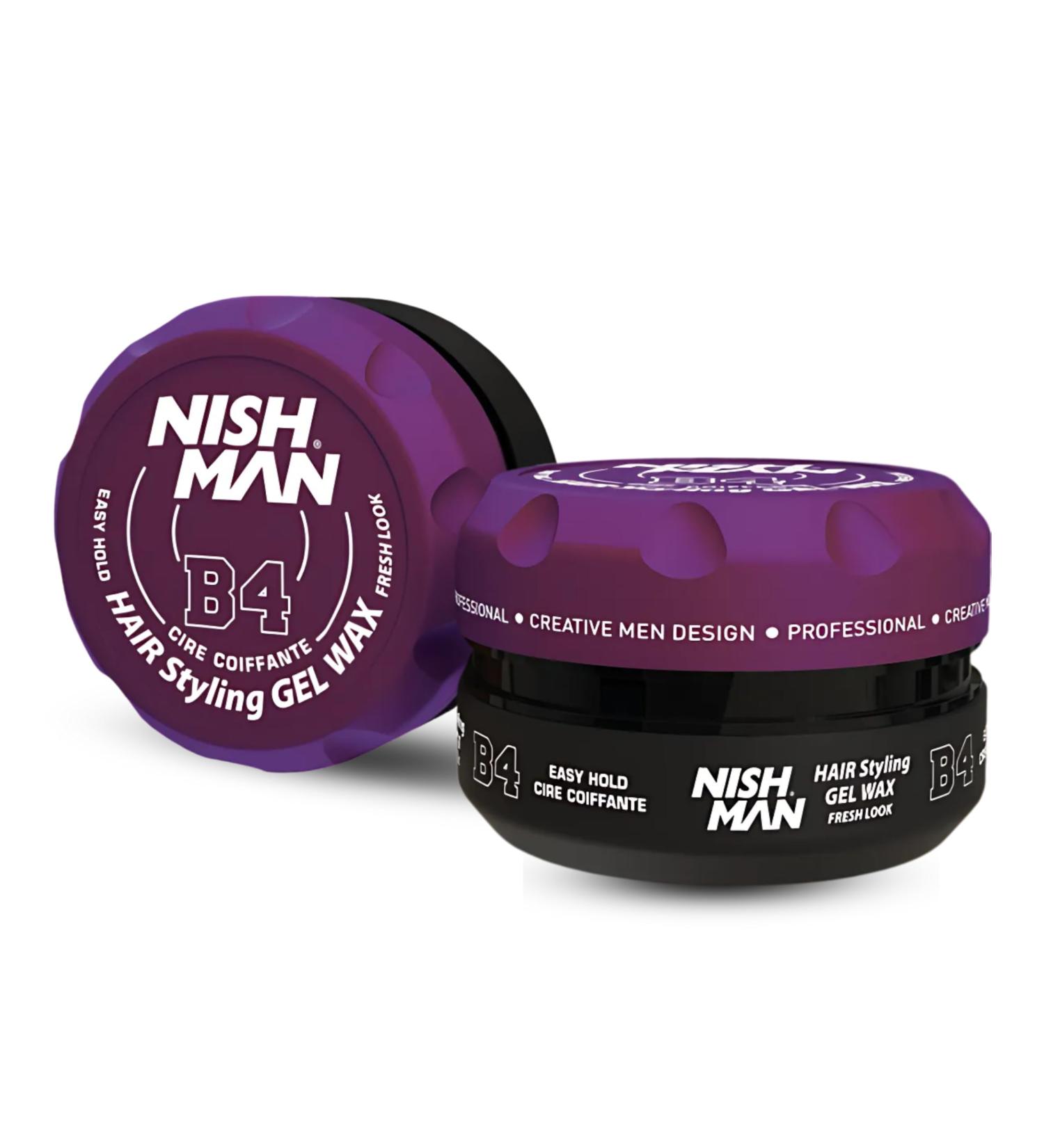 NISHMAN Aqua Gel Wax for Men B4 Fresh Look 150g Fresh Scent Natural Gloss Look Ultra Strong Hold Long Lasting Control and Definition B4 Fresh Look 150 g 1 Pack - Buy Online on GoSupps.com