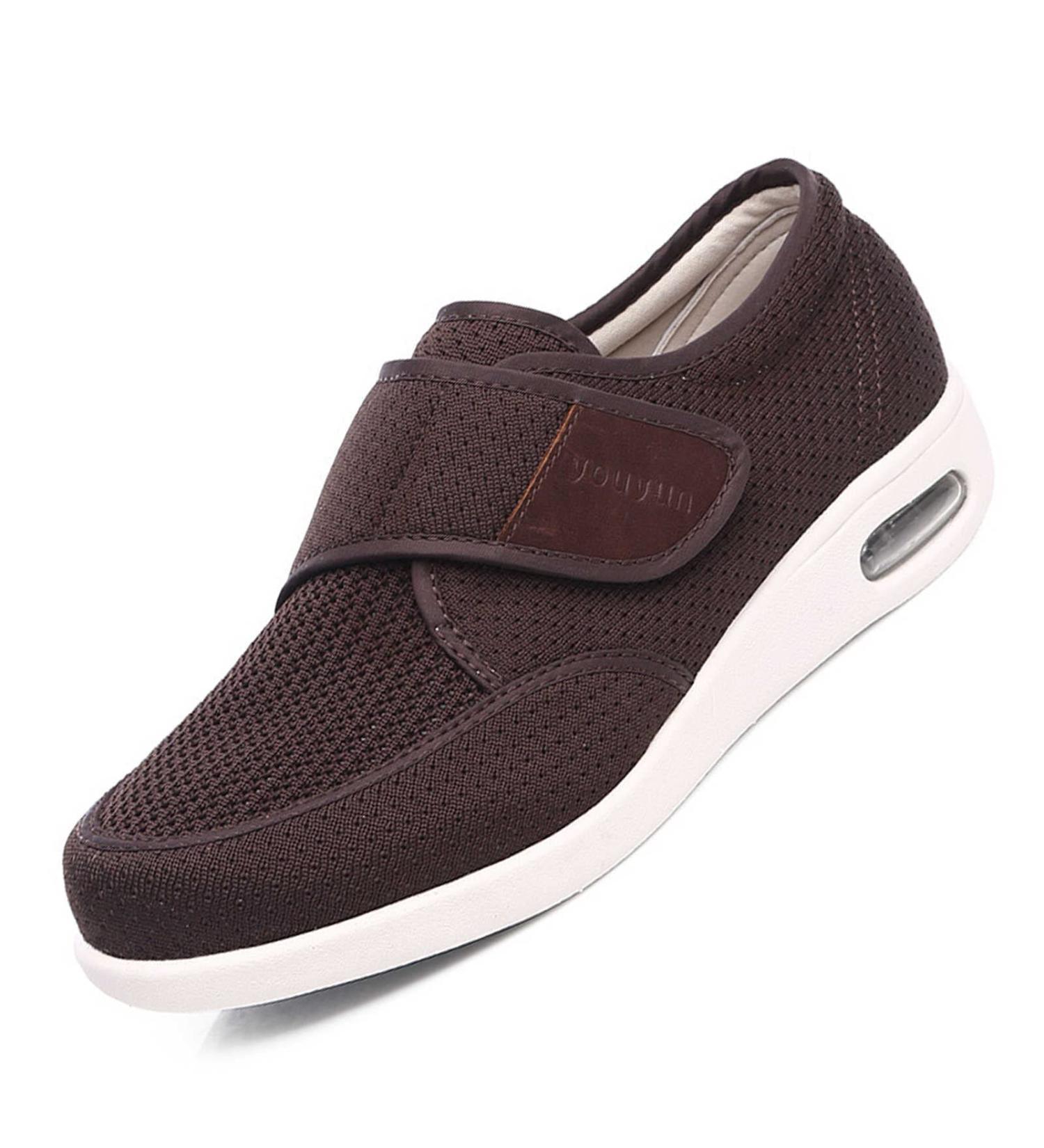 RAGRAN Adaptive Slip-Resistant Diabetic Walking Sneakers Wide Width - Men's Women's, Adjustable Closure, Orthopedic Shoes for Plantar Fasciitis - Brown, Size 7.5 - Buy Online on GoSupps.com