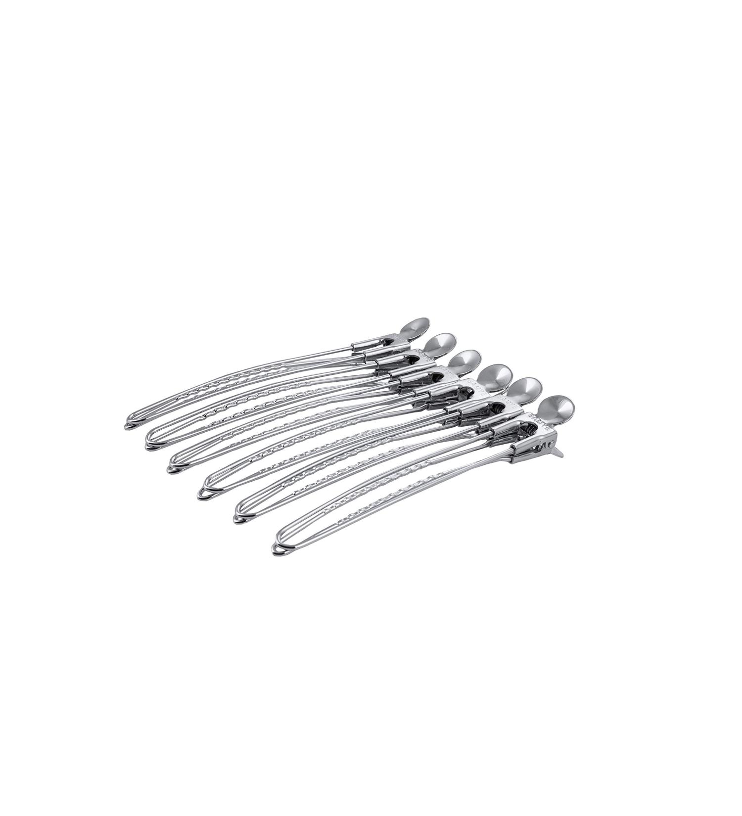 Premium Metal & Plastic Hair Clips for Hairdressers - 6-Piece Silver Set 12 cm | Durable Hairpins & Clips - Buy Online on GoSupps.com