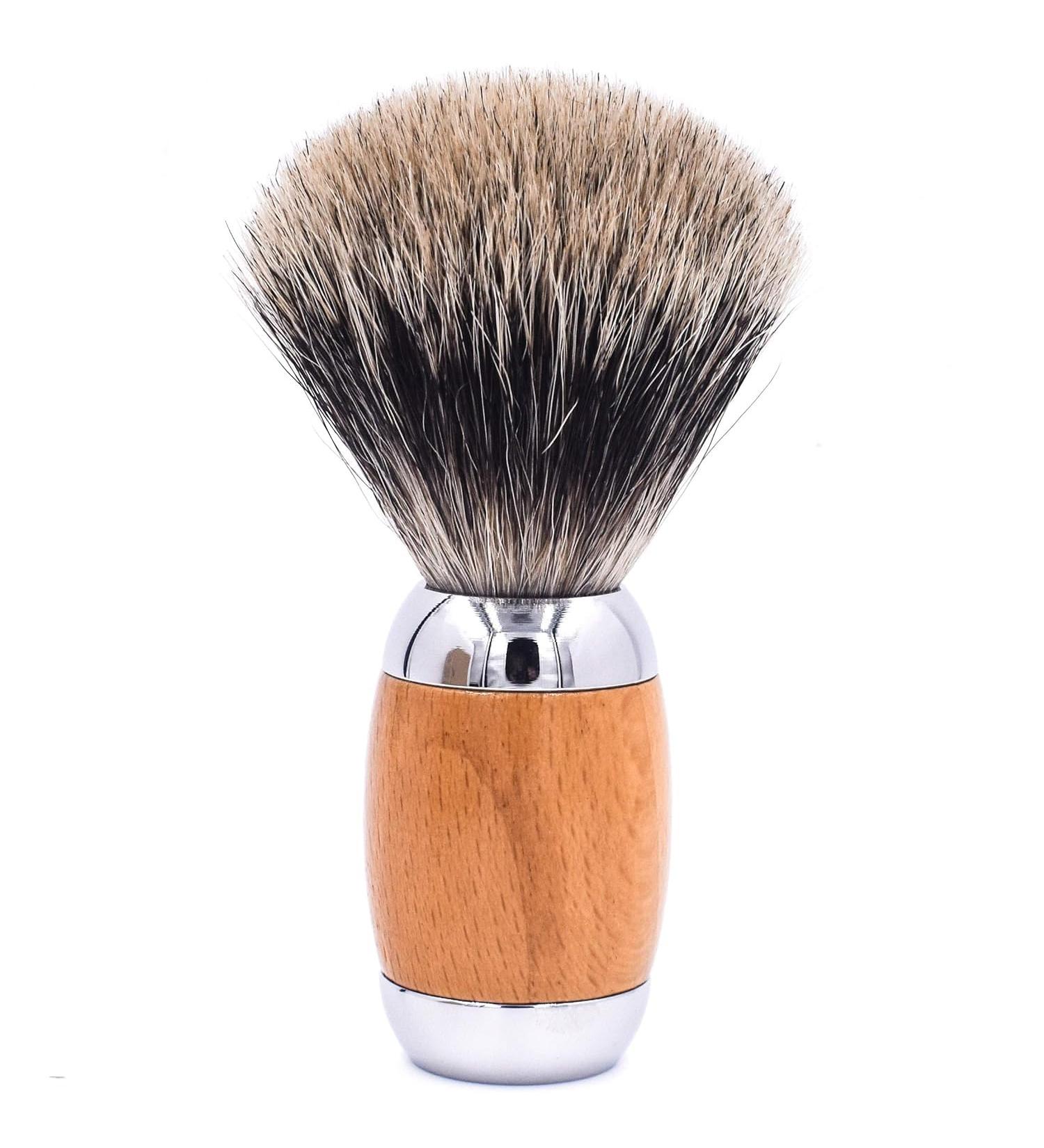 Taconic Shave 3-Band Pure Badger Shaving Brush - Extra-Dense with Beechwood & Chrome Handle - Stand Included | International Shipping Available - Buy Online on GoSupps.com