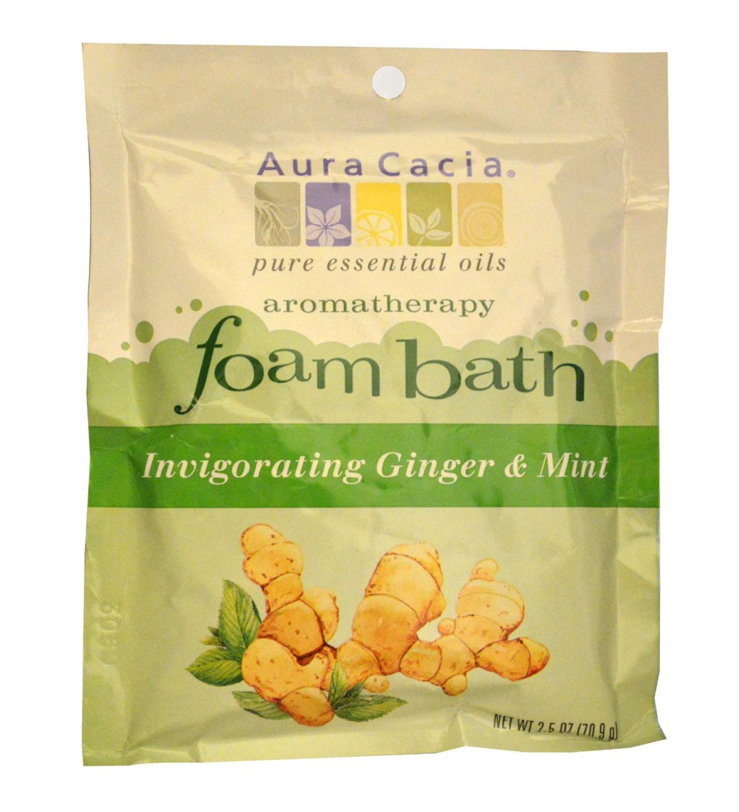 AURA CACIA Aromatherapy Foam Bath Ginger Mint - Pack of 6 x 2.5 oz