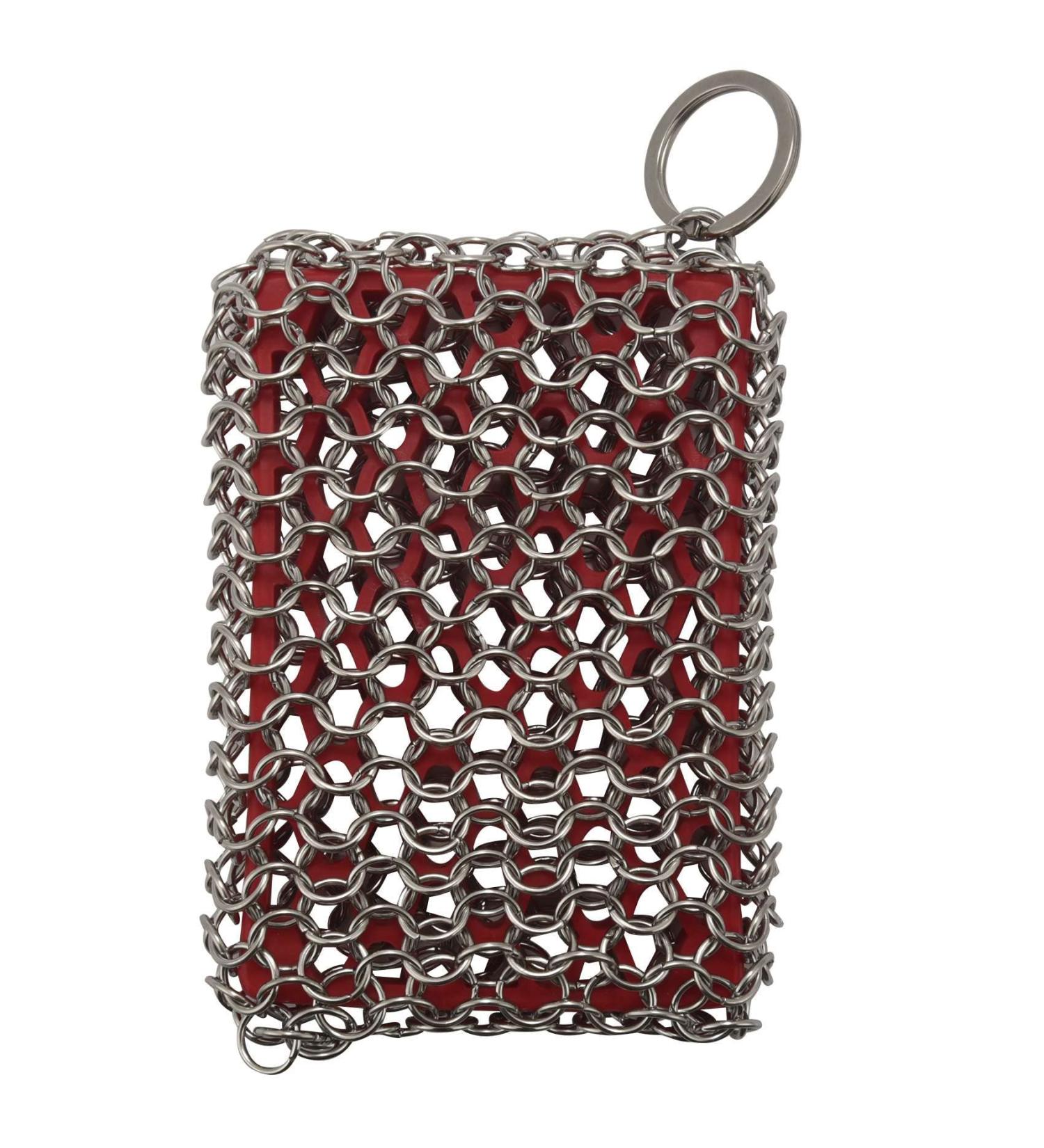 Dewedrt Cast Iron Skillet Cleaner 316 Stainless Steel Chainmail Cleaning Scrubber Silicone Scrubber for Kitchen Cookware - Buy Online on GoSupps.com