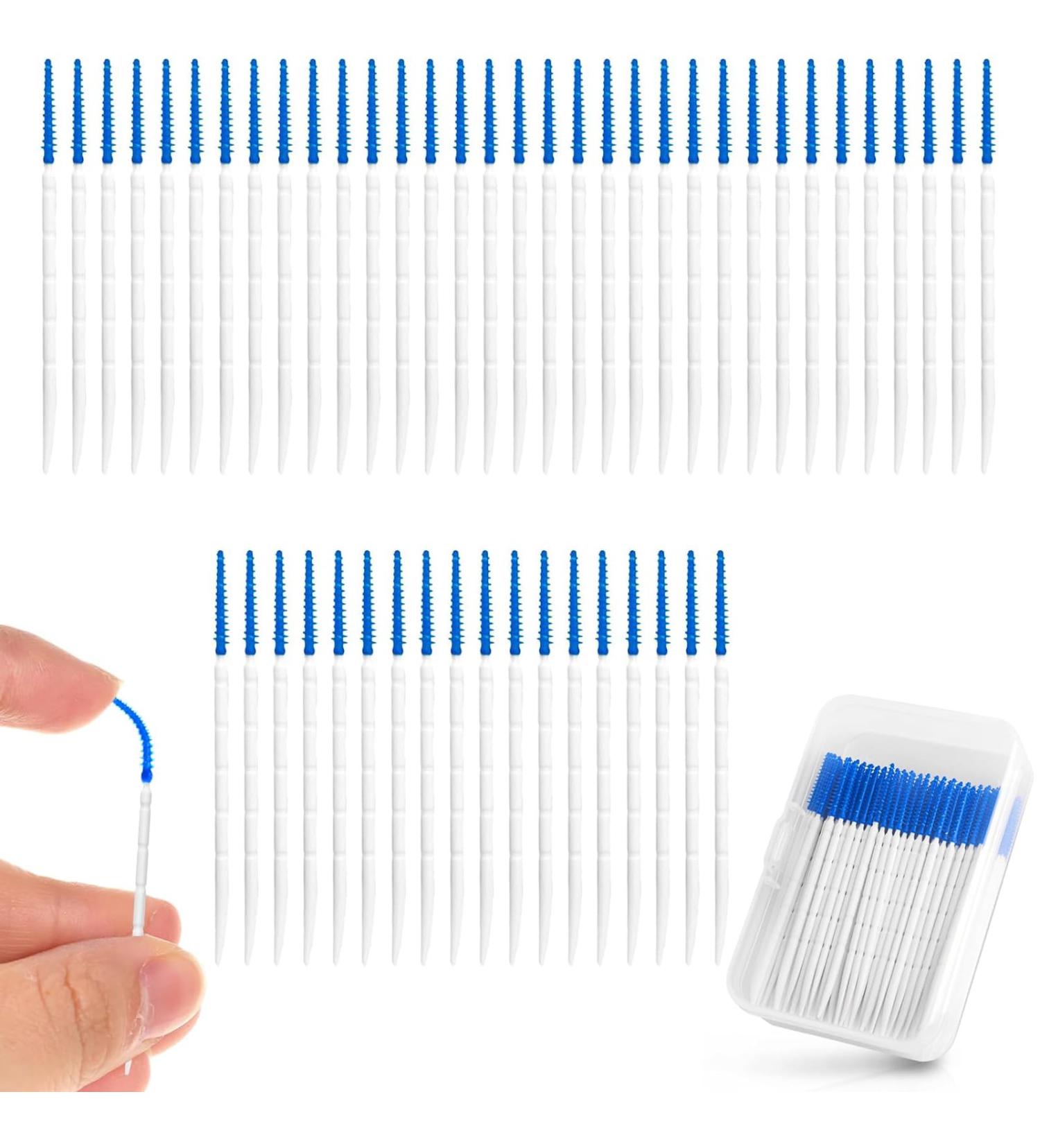 200 Interdental Brushes & 2-in-1 Silicone Toothbrush - Dual-House Oral Tooth Picks for Effective Tooth Cleaning (Blue) - Buy Online on GoSupps.com