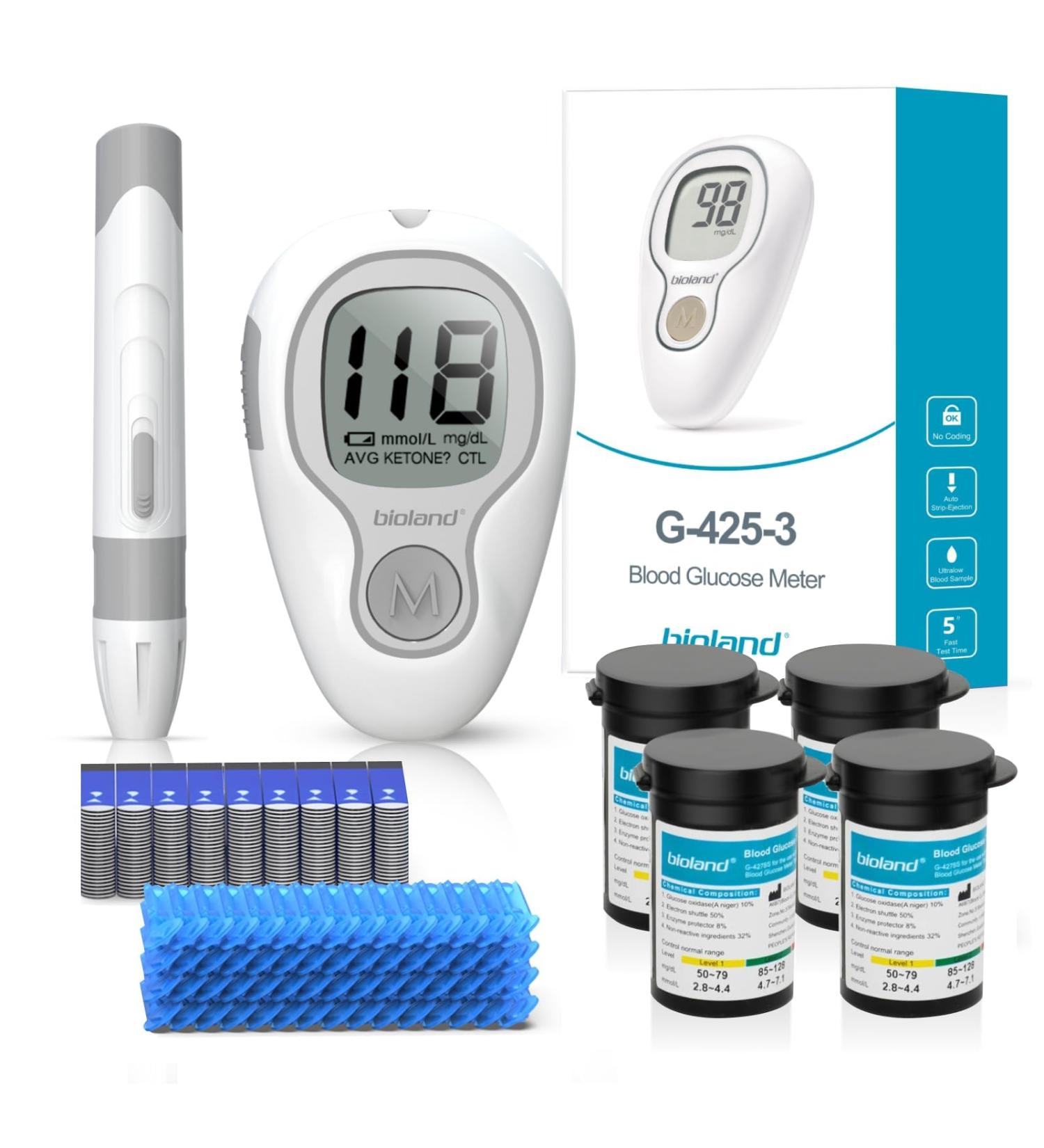 Buy G-425-3 Blood Glucose Monitor Kit - 100 Test Strips & Lancets | Diabetes Testing at Home - International Shipping Available - Buy Online on GoSupps.com