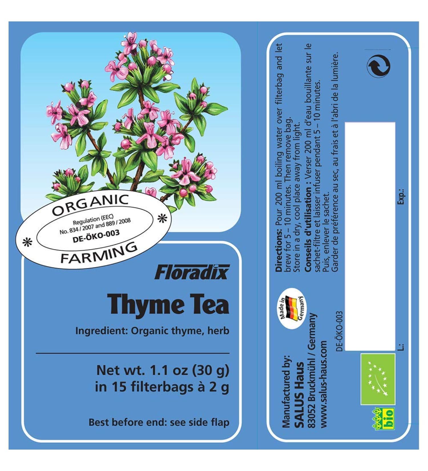 Salus Floradix Thyme Herb Tea 15 Teabags