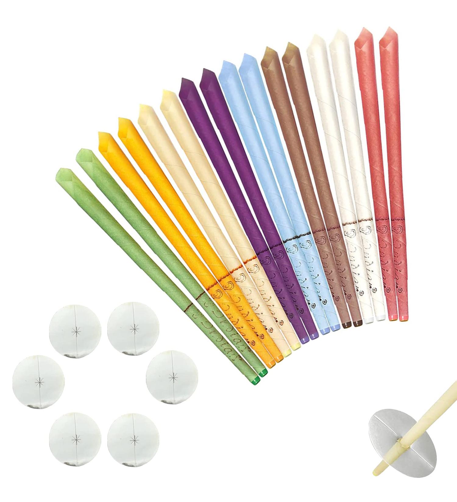 Glckgs 16 Piece Ear Candle Set - Natural Beeswax Ear Wax Removal Relaxation & Cleaning with 6 Protective Discs - Buy Online on GoSupps.com