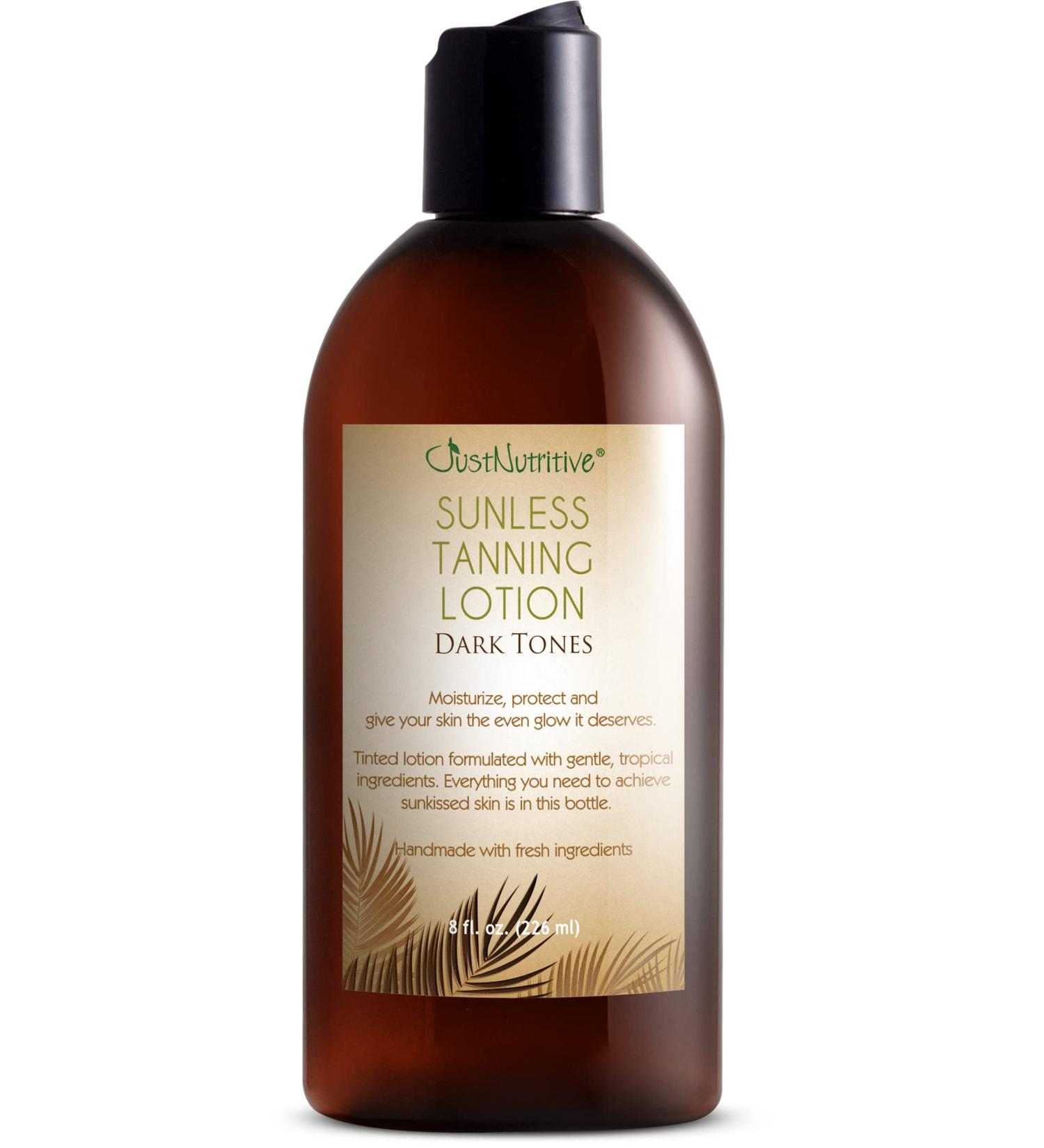 Dark Tanning Lotion with Bronzer | Sunless Indoor Self-Tanner for Dark Tones | Just Nutritive 8 Oz - Buy Online on GoSupps.com