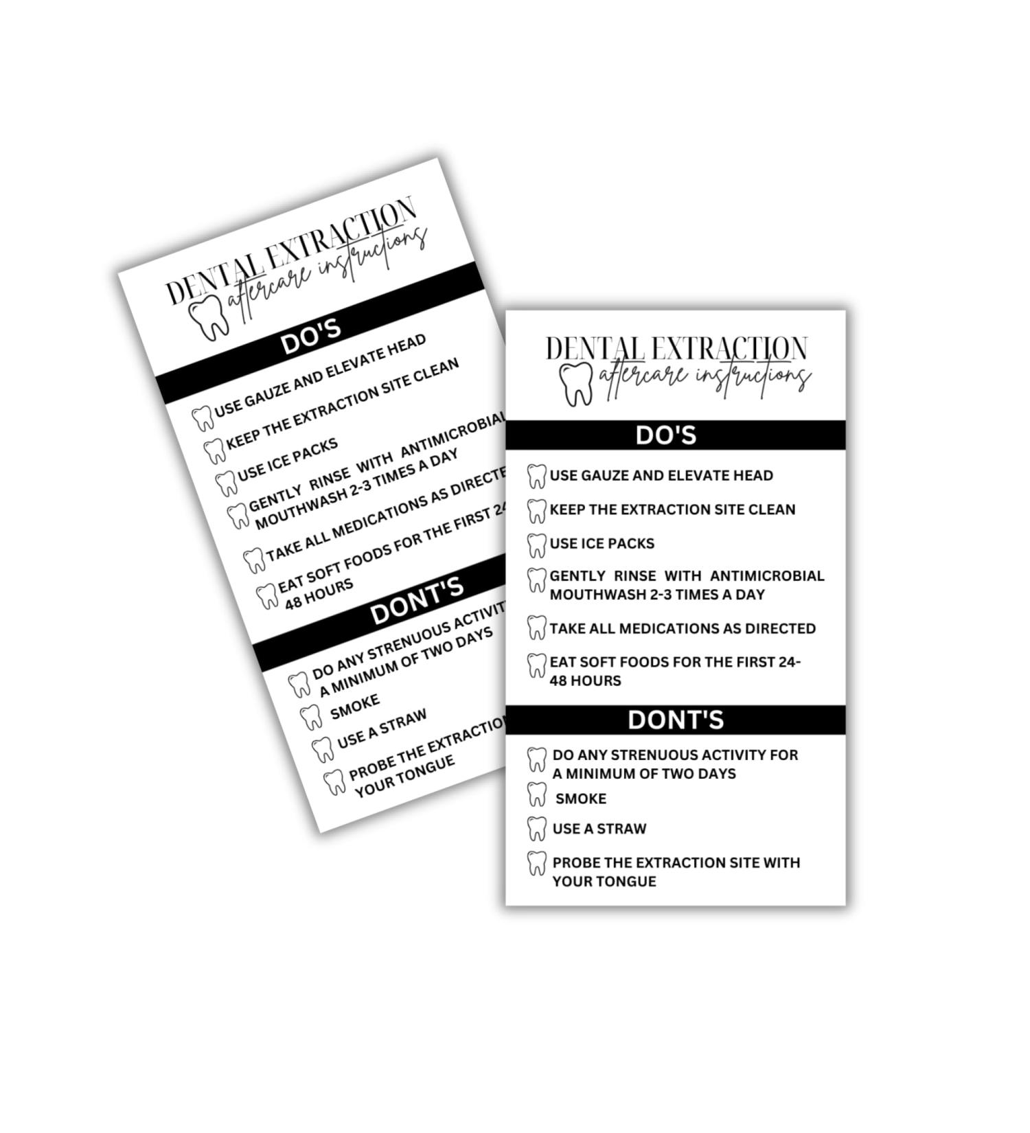 Lashicorn Tooth-Extraction Aftercare Cards - 50 Pack | Pain Relief Dos and Don'ts | 5.1 x 8.9 cm | International Shipping - Buy Online on GoSupps.com