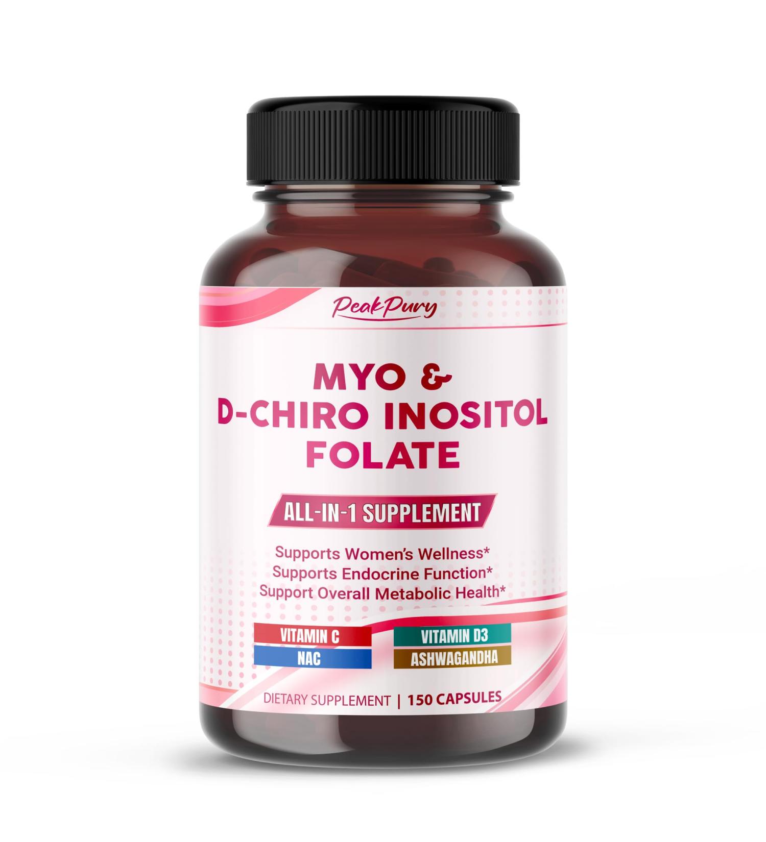 Ultra Myo & D-Chiro Inositol with Folate Vitamin C & D3 - All-in-1 Supplement for Healthy Cycles Hormonal Balance & Metabolic Support - 150 Capsules 150 count (pack of 1) - Buy Online on GoSupps.com
