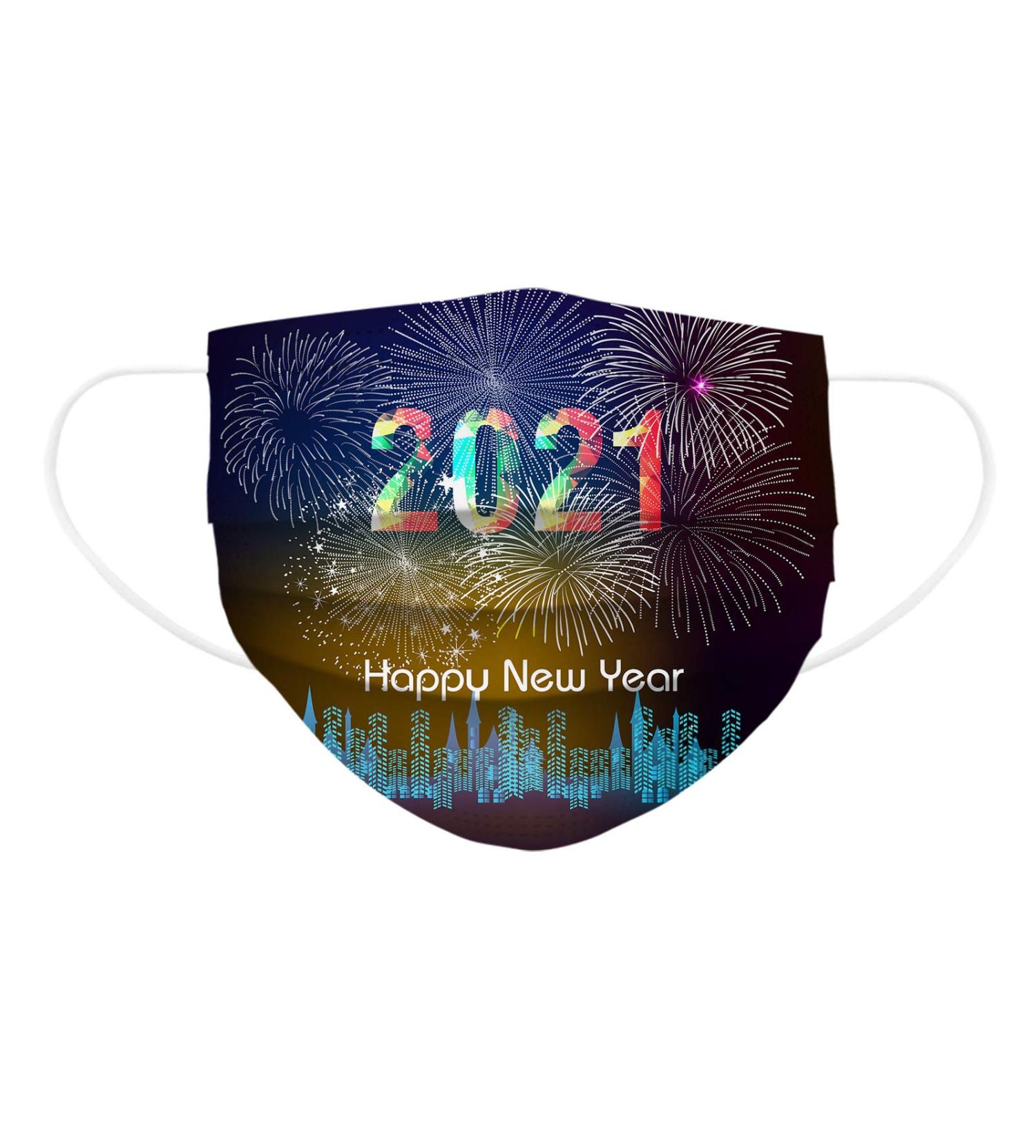 ZQP BEUU 50PCS Adult Outdoor Gear 2021 Happy New Year Disposable 3-Ply Disposable Face Mack Face Covering Bandana for Outdoor