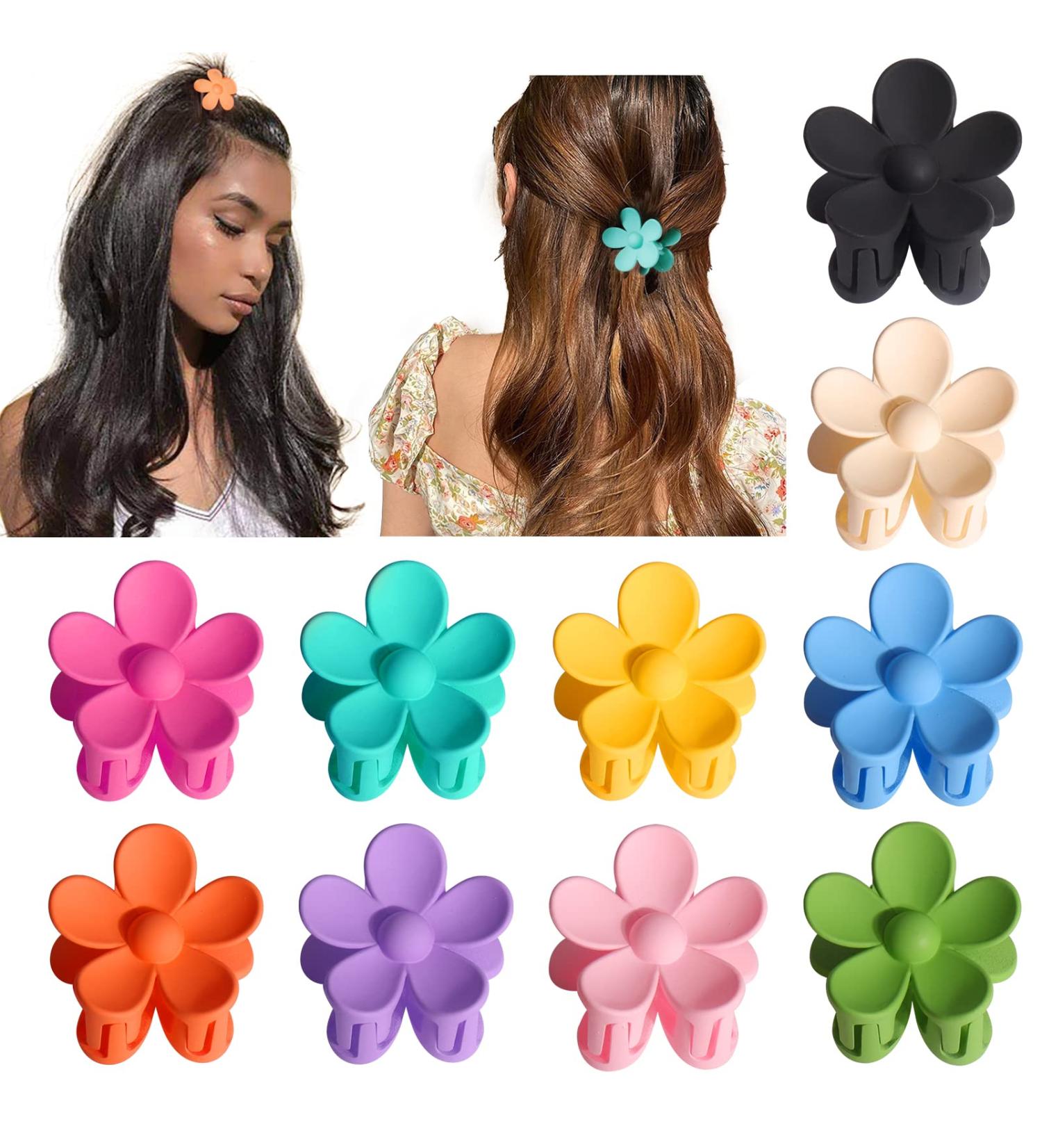 Palksky Small Flower Hair Claw Clips for Women Girls Kids - 10 PCS Tiny Thin/Medium Thick Hair 1.35 Inch Mini Jaw Clips - Nonslip Hair Clamps/Hair Accessories - Buy Online on GoSupps.com