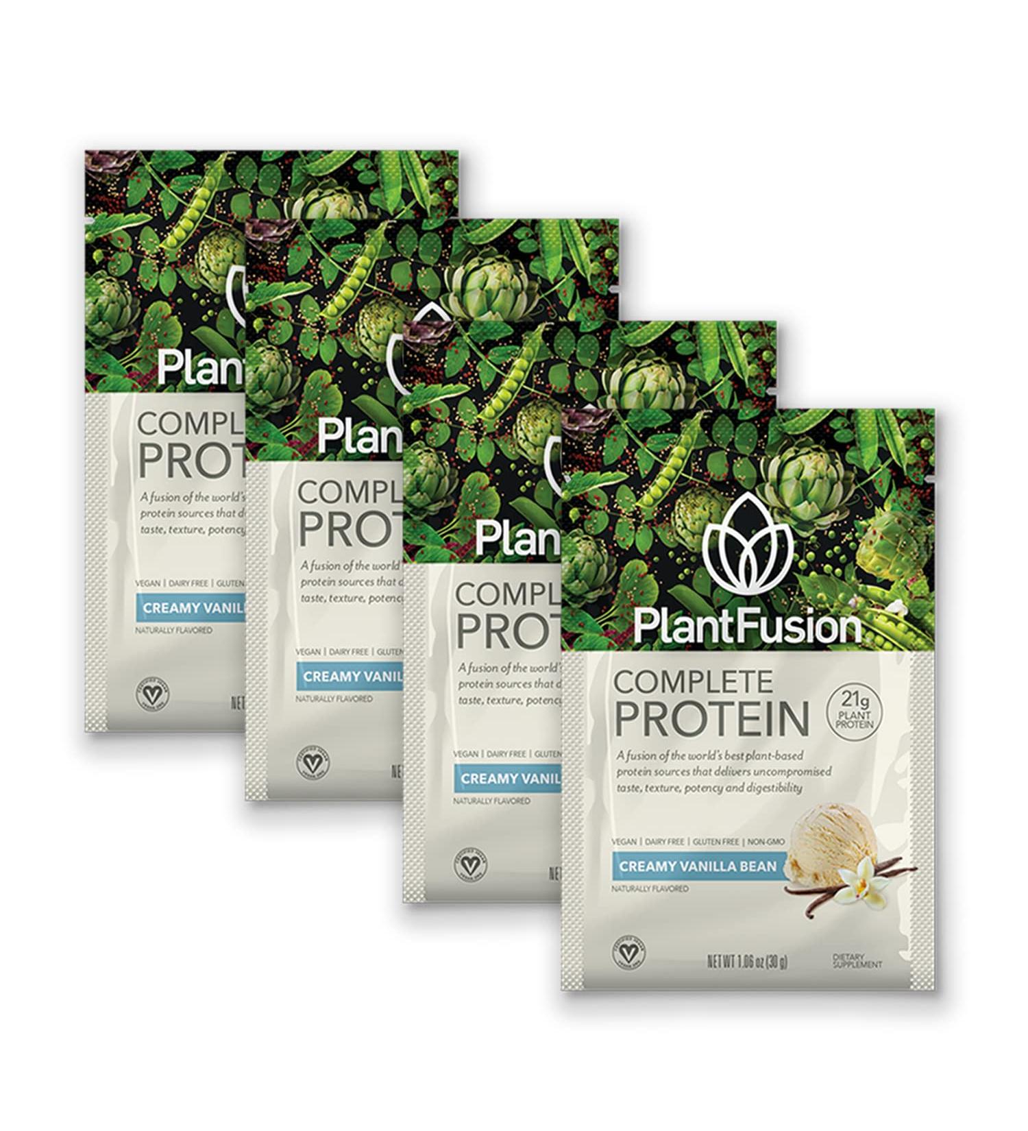 PlantFusion Complete Vegan Protein Powder Sample Packets - Plant Based Protein Powder Packets to-Go with BCAAs and Pea Protein - Keto, Gluten Free, Non-Dairy, No Sugar (Vanilla Pack of 4) Vanilla 0.27 Pound (Pack of 1) - Buy Online on GoSupps.com