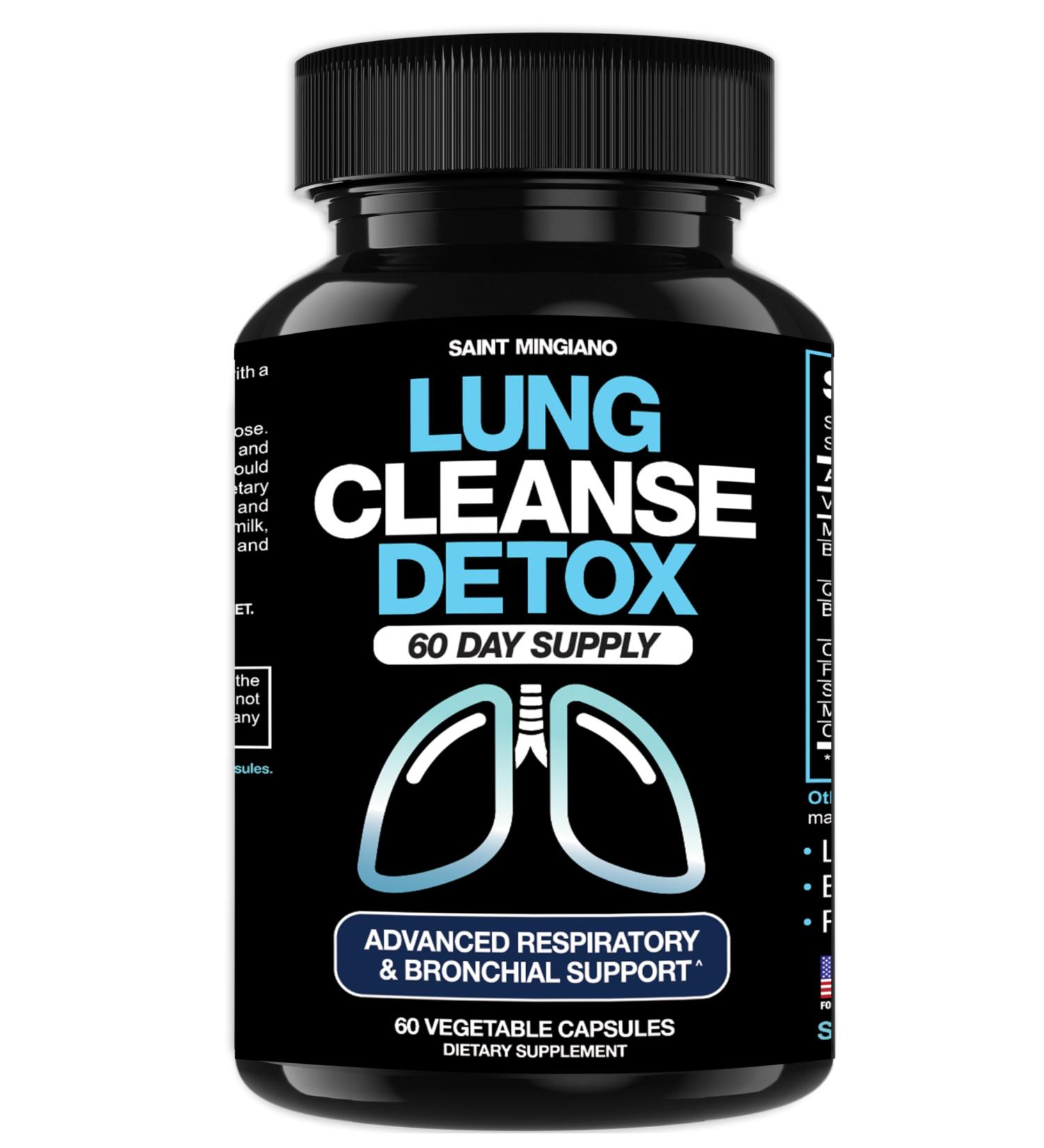 Saint Mingiano Lung Cleanse Detox 60 Day Cleanse - Supports Lung Health Within Bronchial & Respiratory Systems - Quit & Stop Smoking Aids - Herbal Detox for Lungs - Buy Online on GoSupps.com
